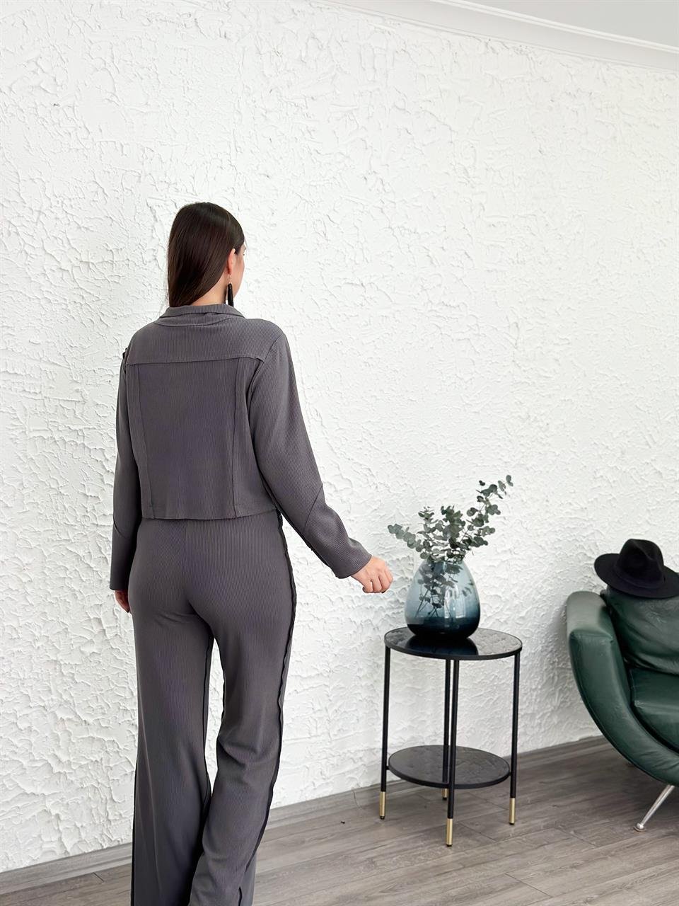 BALİ ANTRASİT ÖN DETAYLI BLUZ
