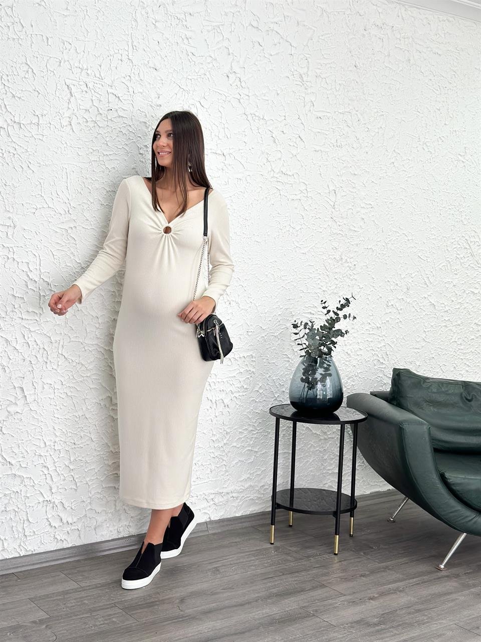 BALİ TRİKO KREM ELBİSE