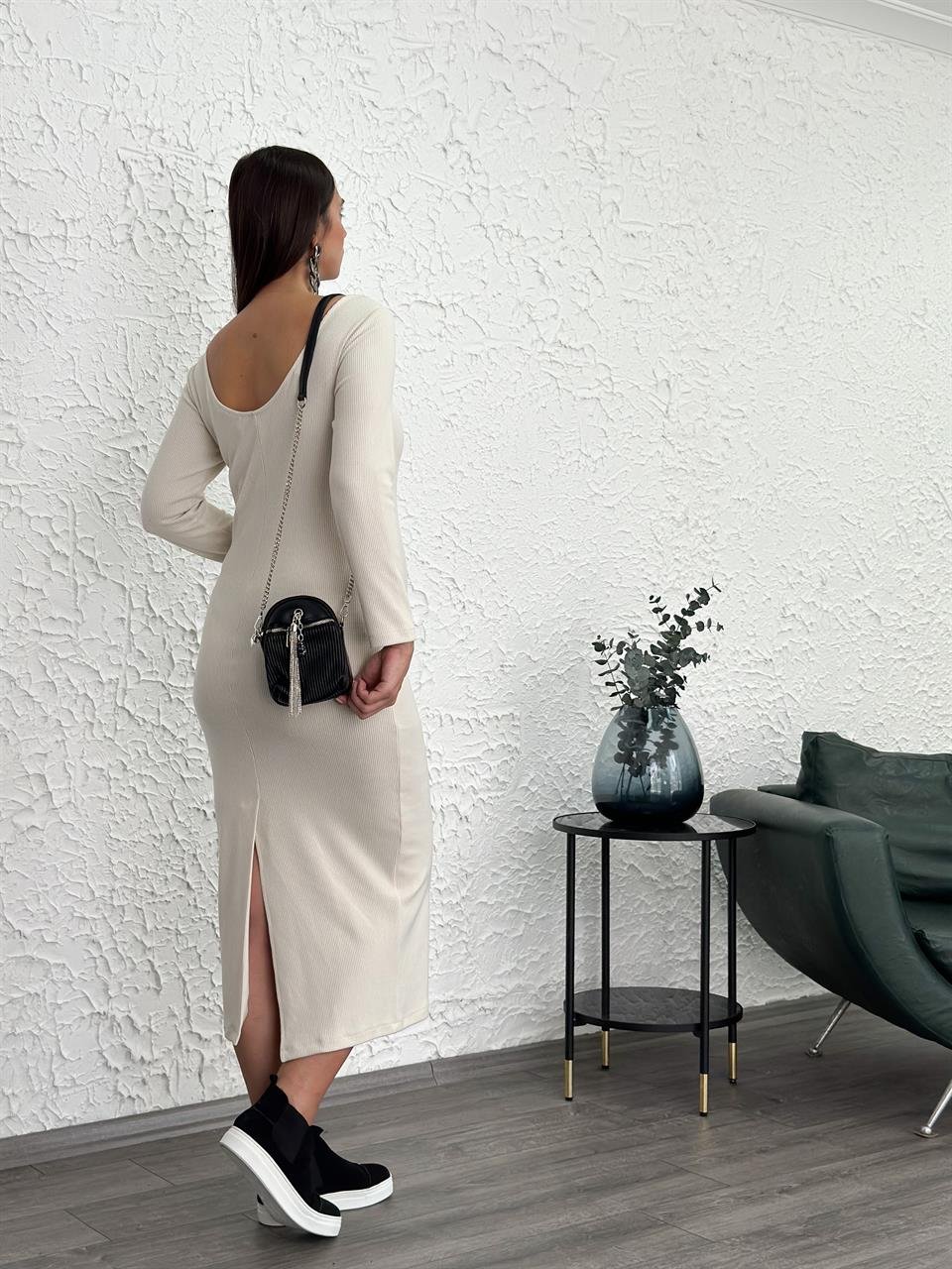 BALİ TRİKO KREM ELBİSE