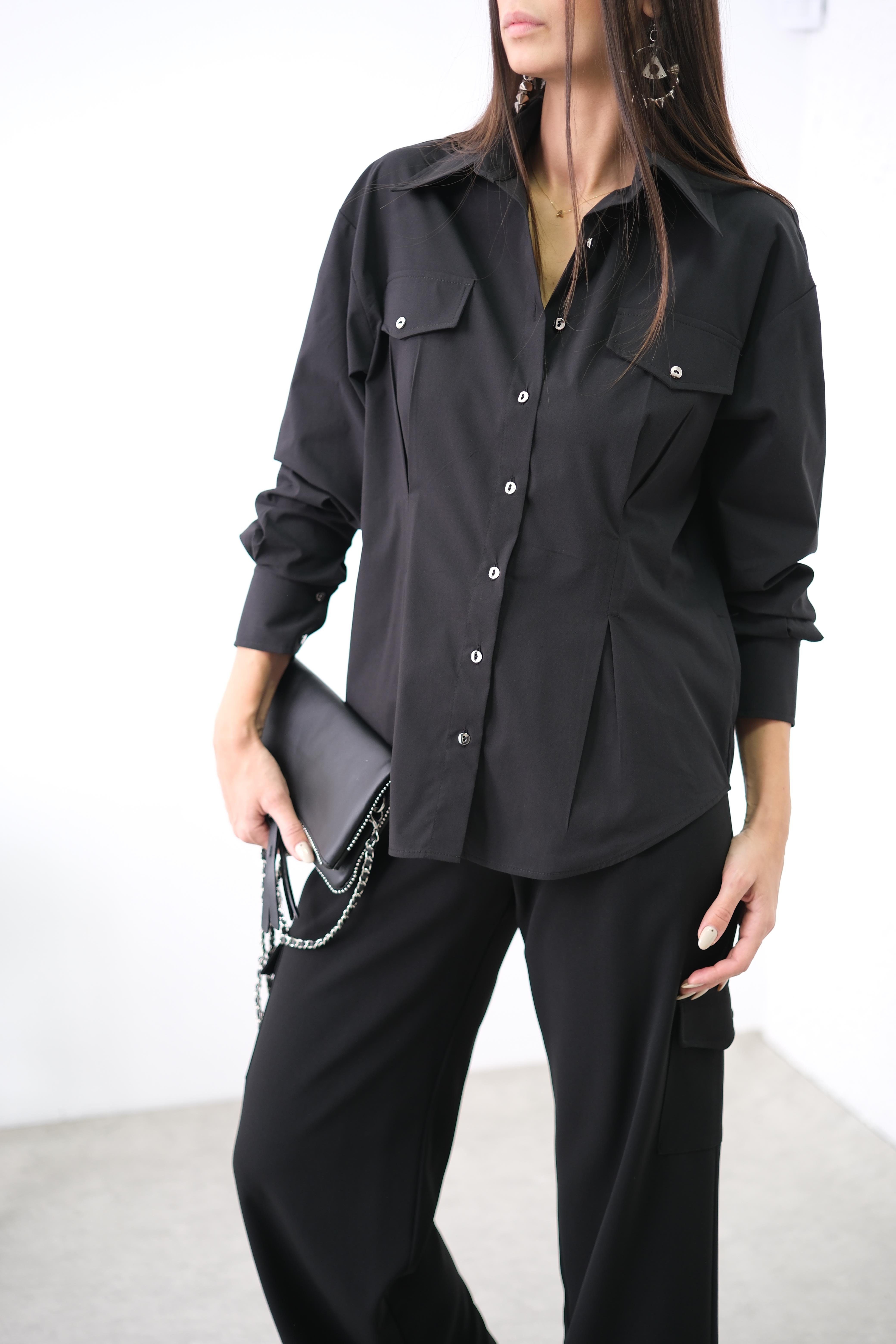 BERRY PENSLİ SİYAH GÖMLEK