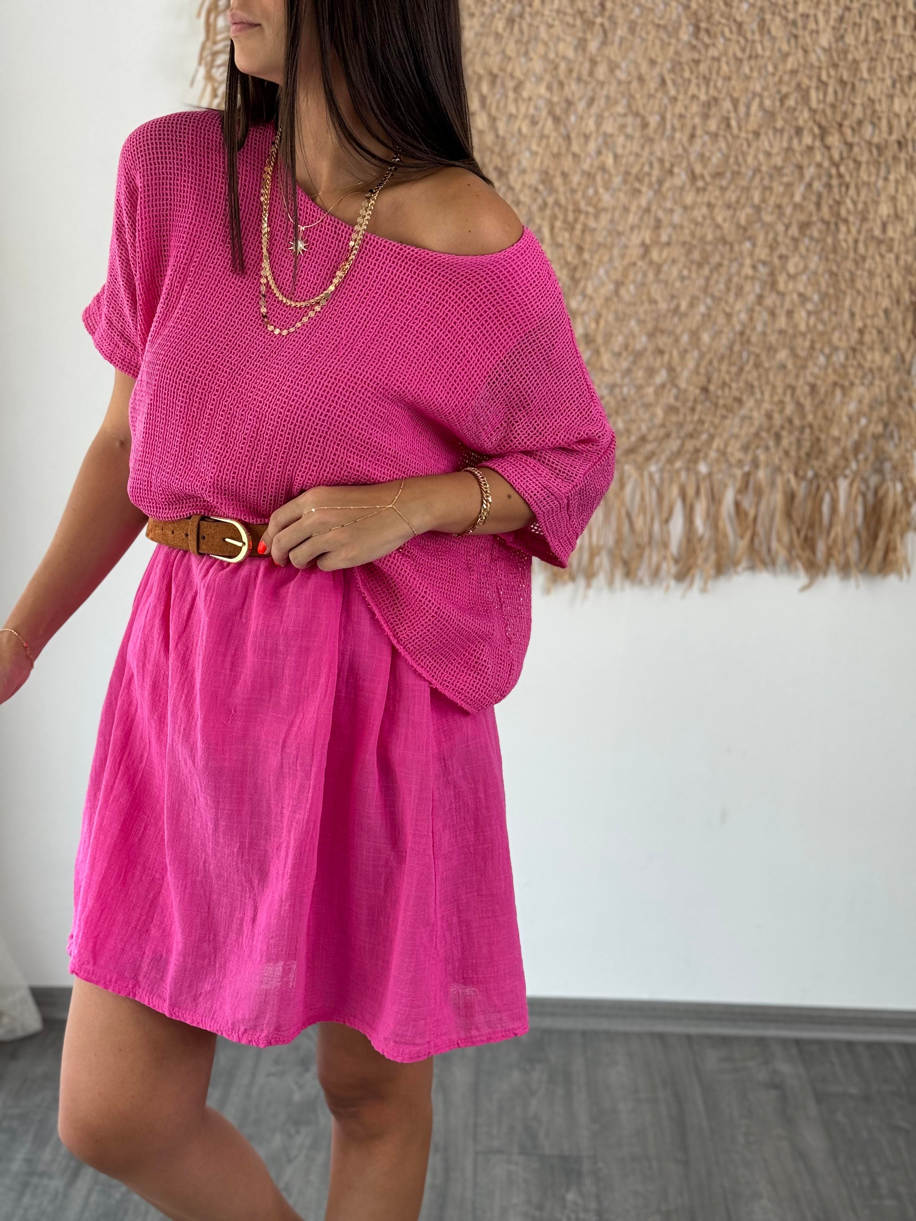 CALE FİLE DETAYLI PEMBE ELBİSE