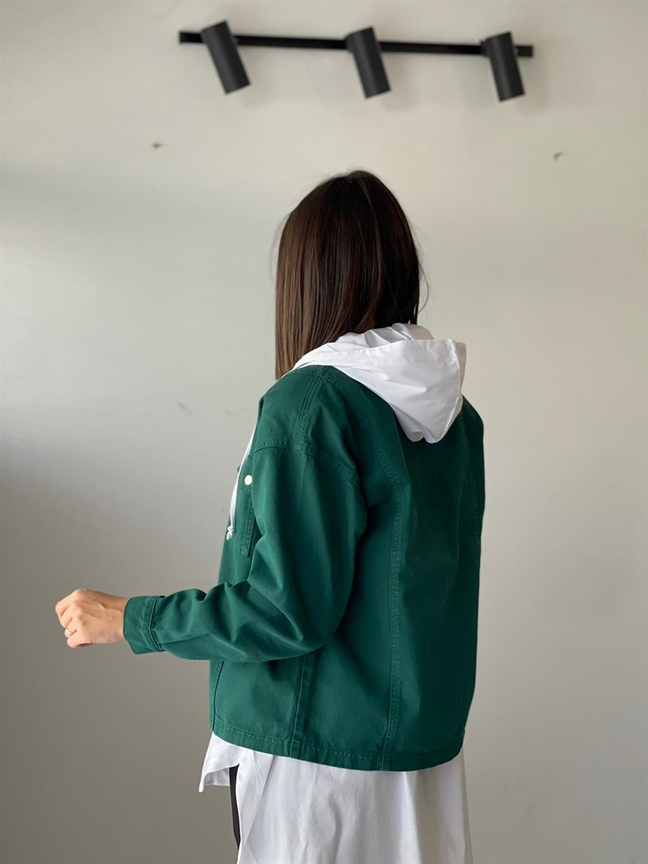 CAROD YEŞİL GABARDİN CEKET