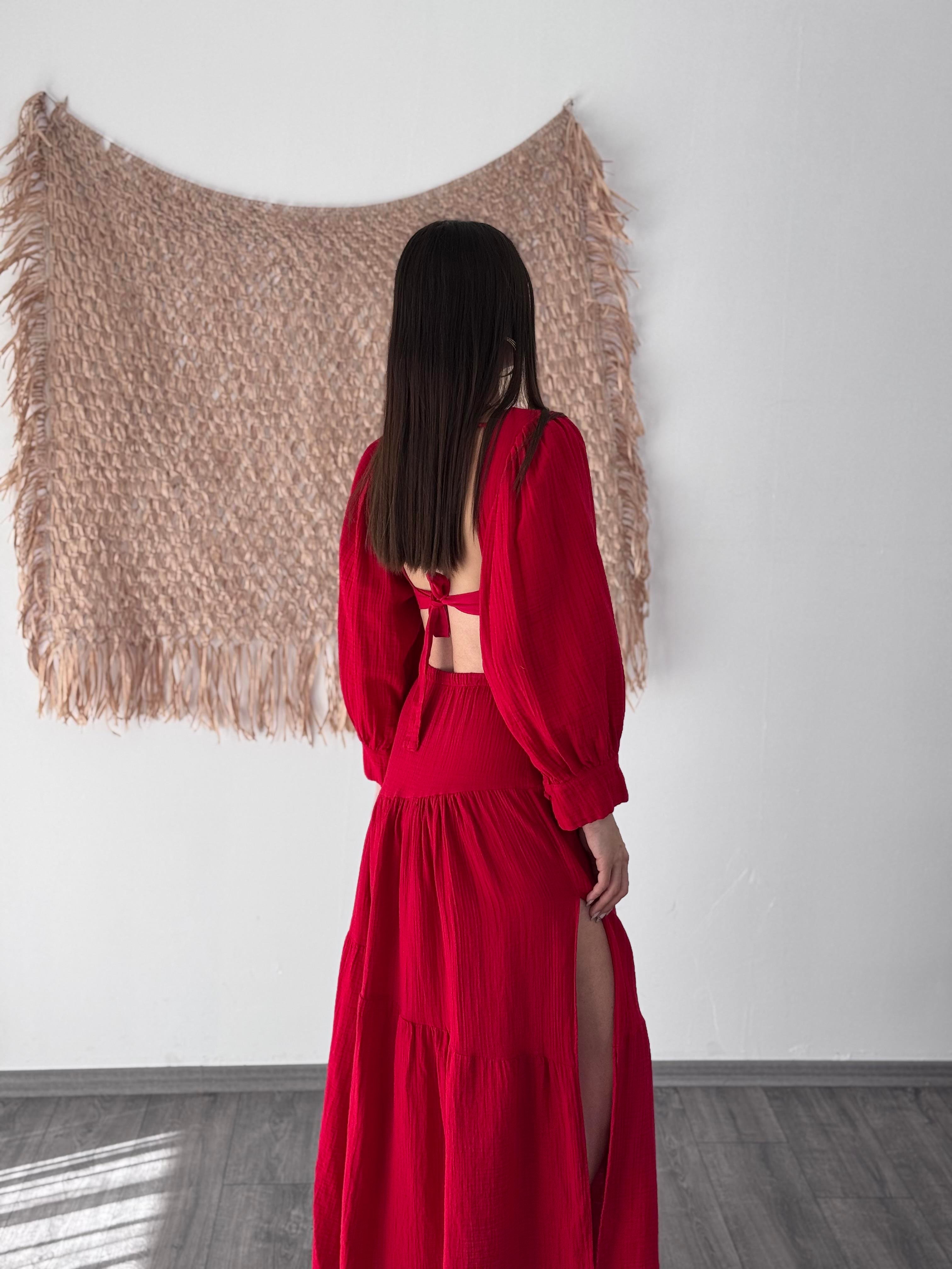 CASABLANCA FIRFIRLI VİŞNE MÜSLİN ETEK