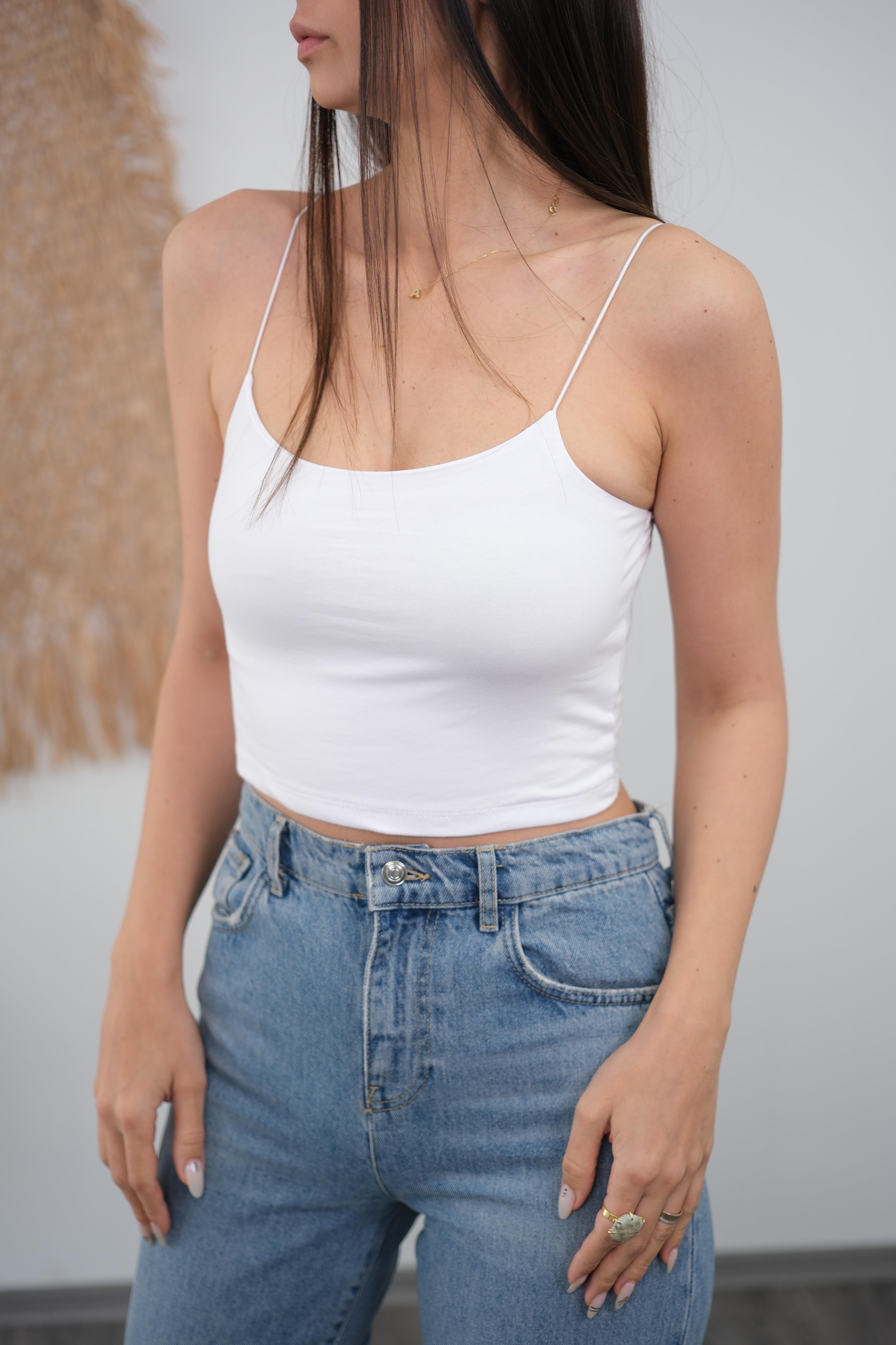 COLE İP ASKILI BEYAZ BLUZ