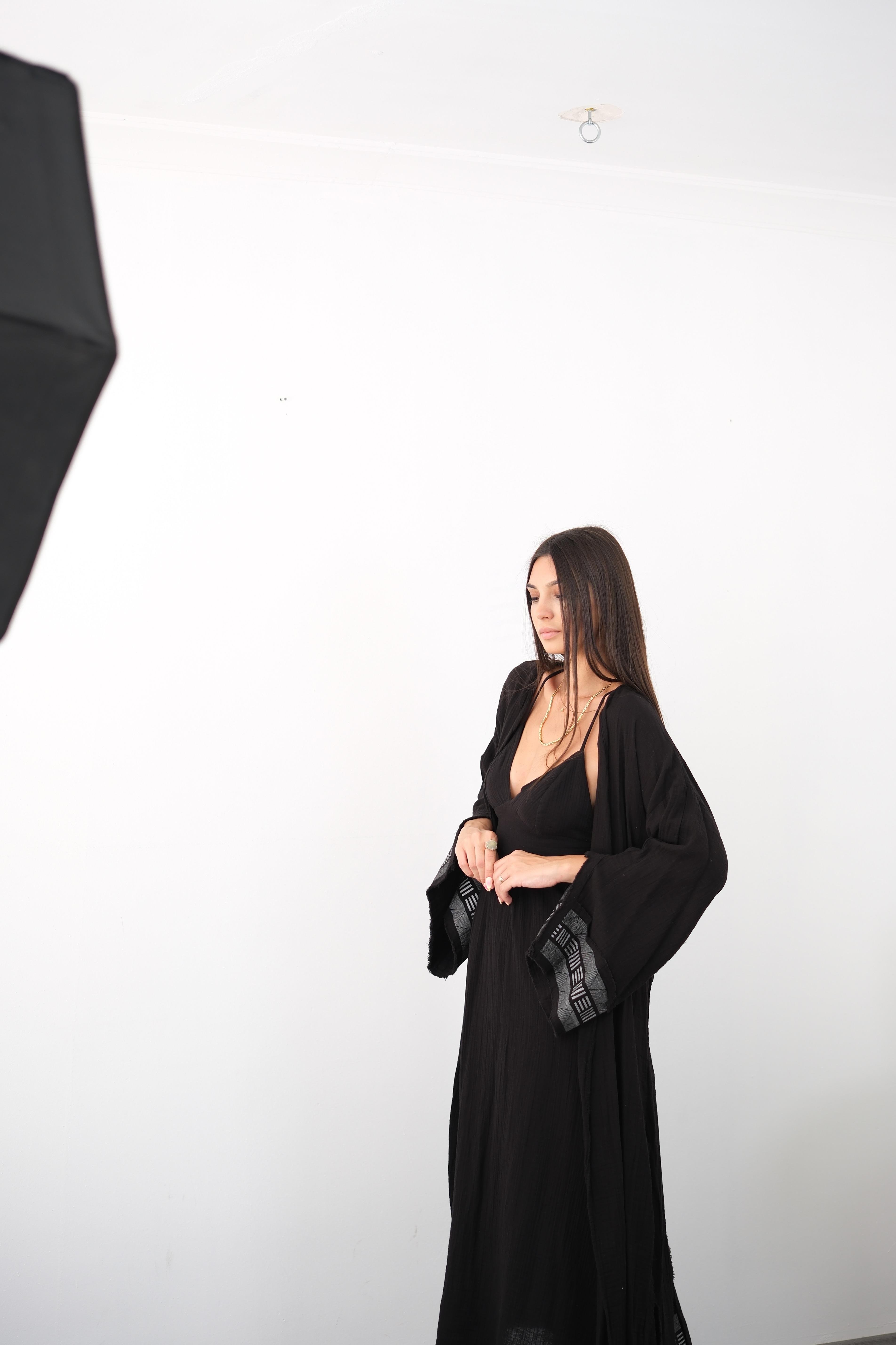 DENGE SİYAH TASARIM KAFTAN