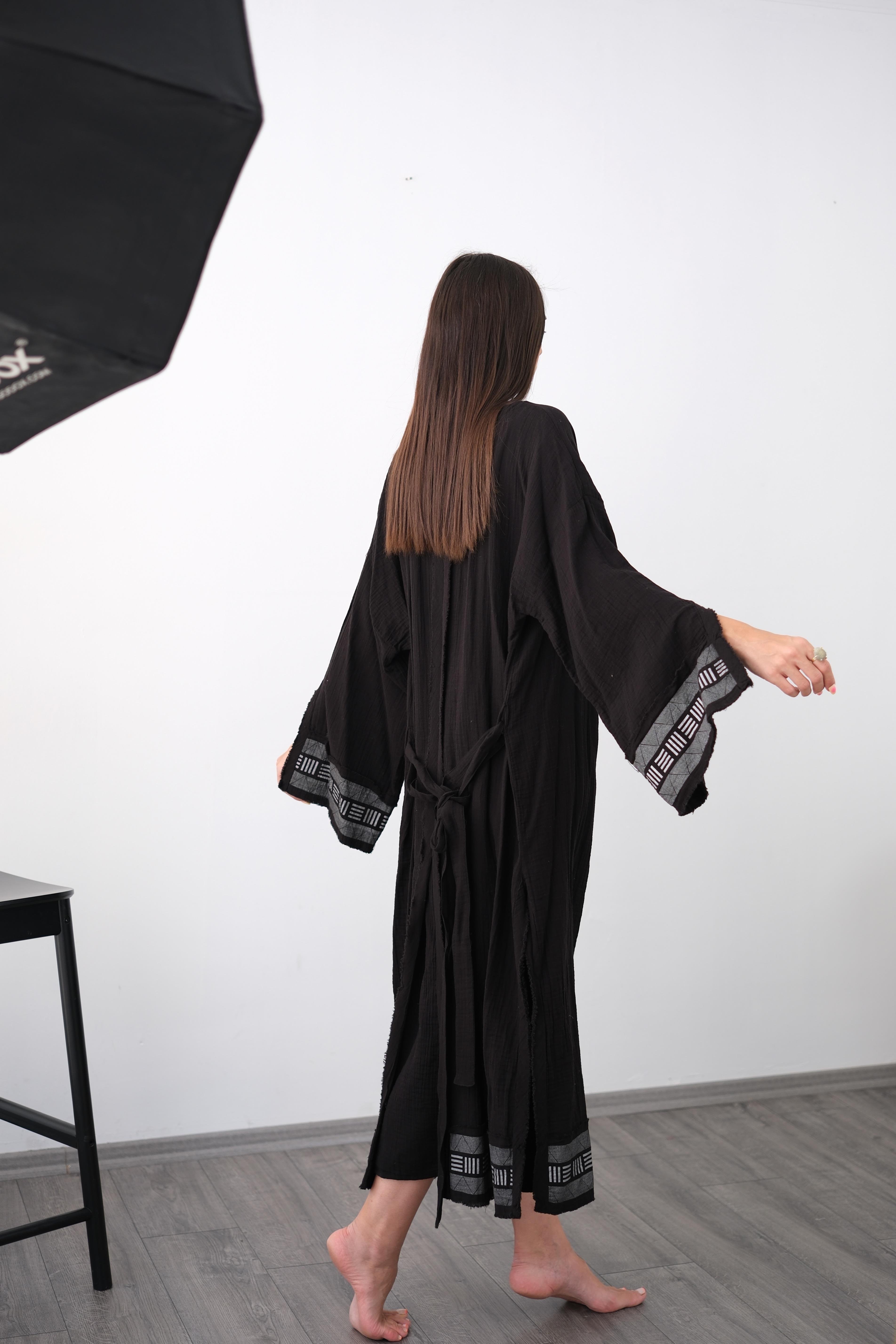 DENGE SİYAH TASARIM KAFTAN