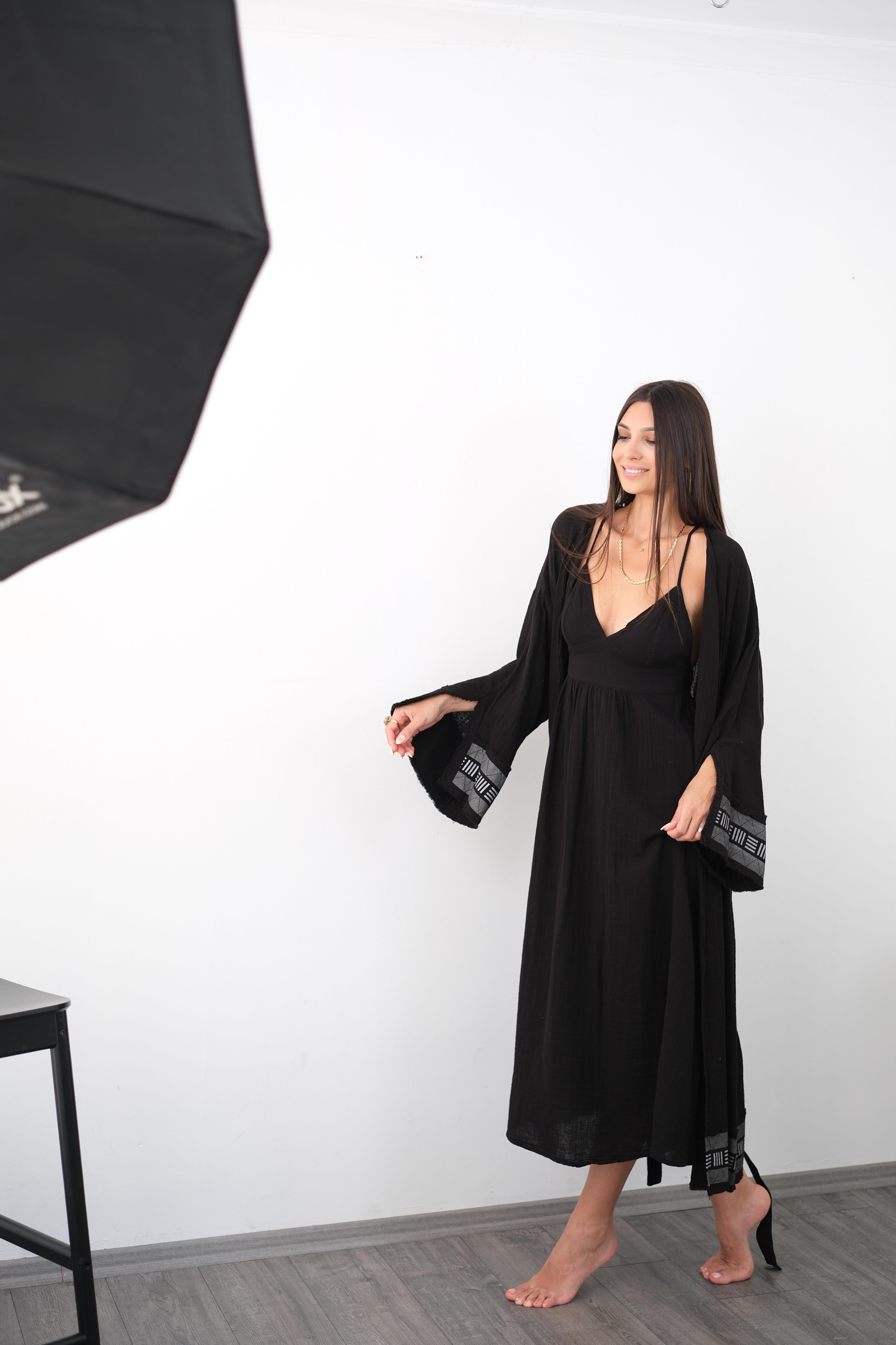 DENGE SİYAH TASARIM KAFTAN