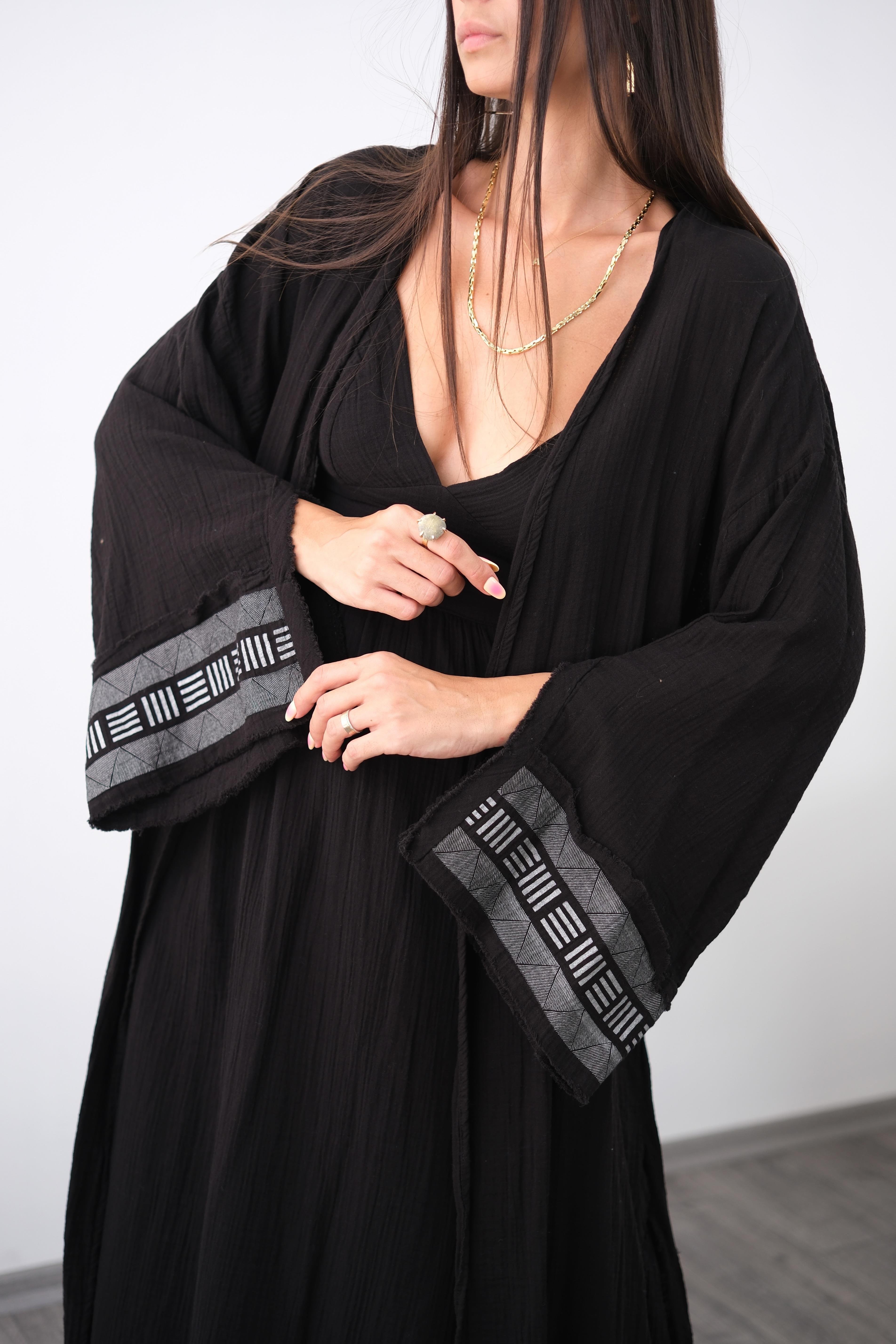 DENGE SİYAH TASARIM KAFTAN