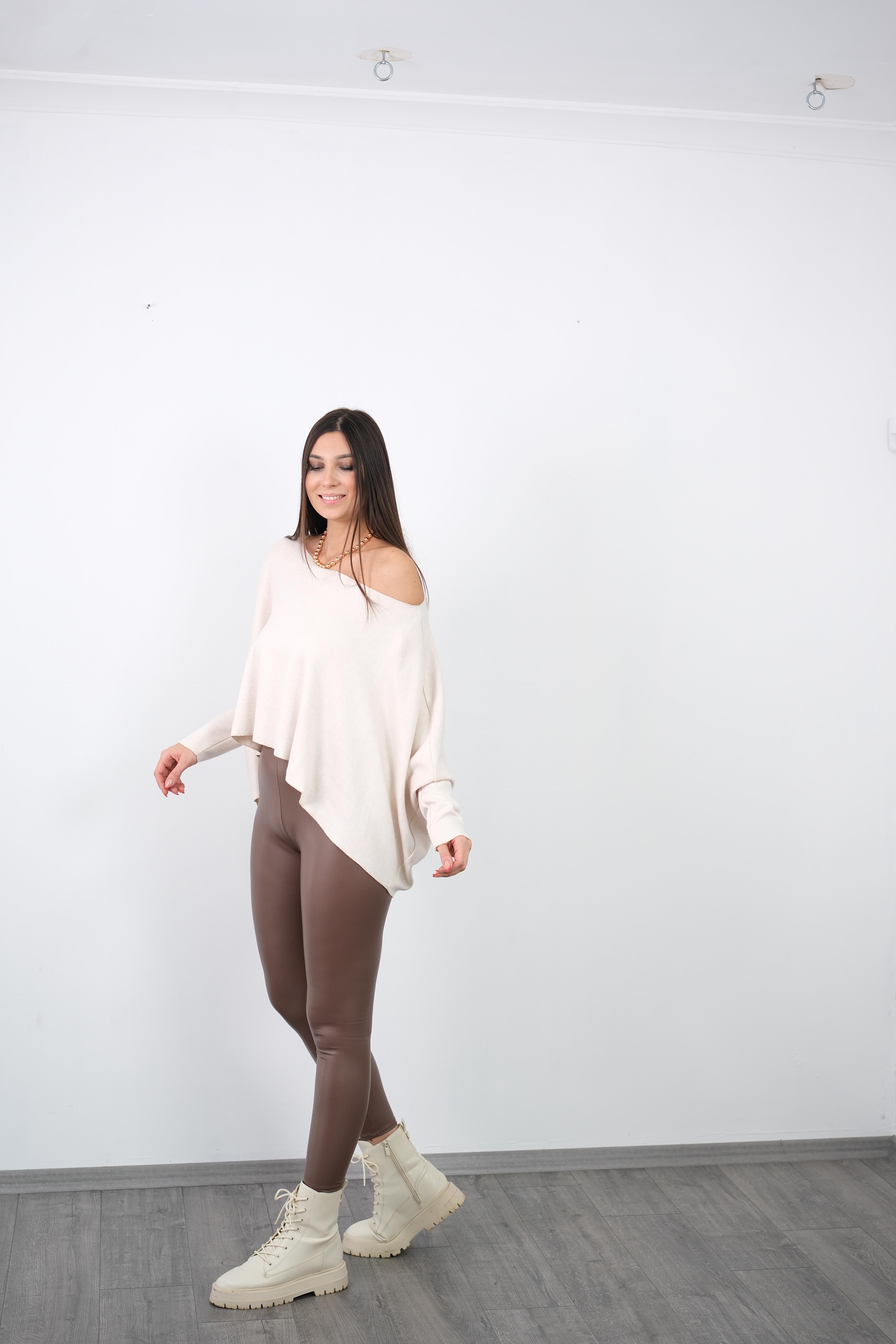 DENNY KAHVE DERİ TAYT