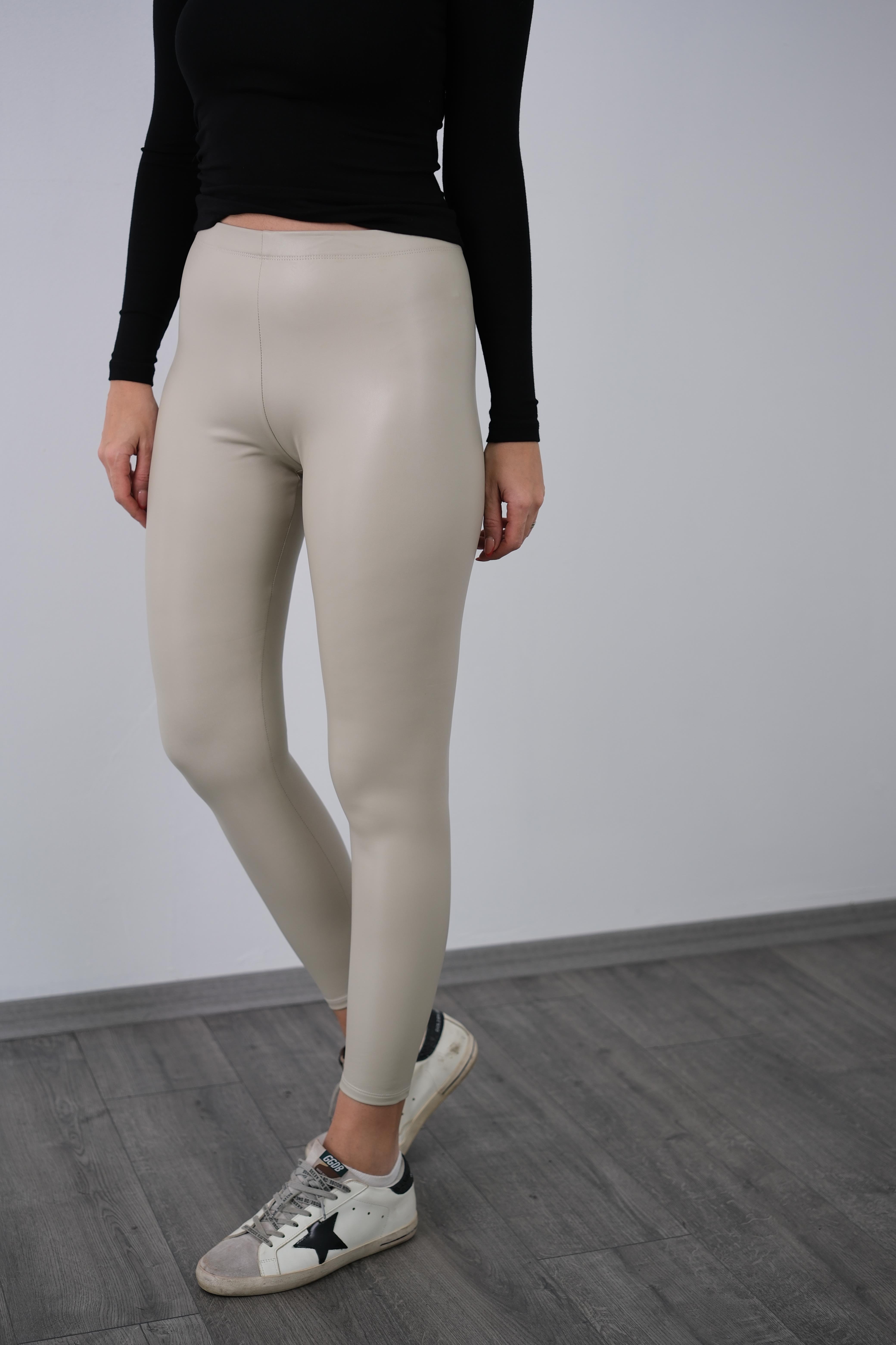 DENNY KREM DERİ TAYT