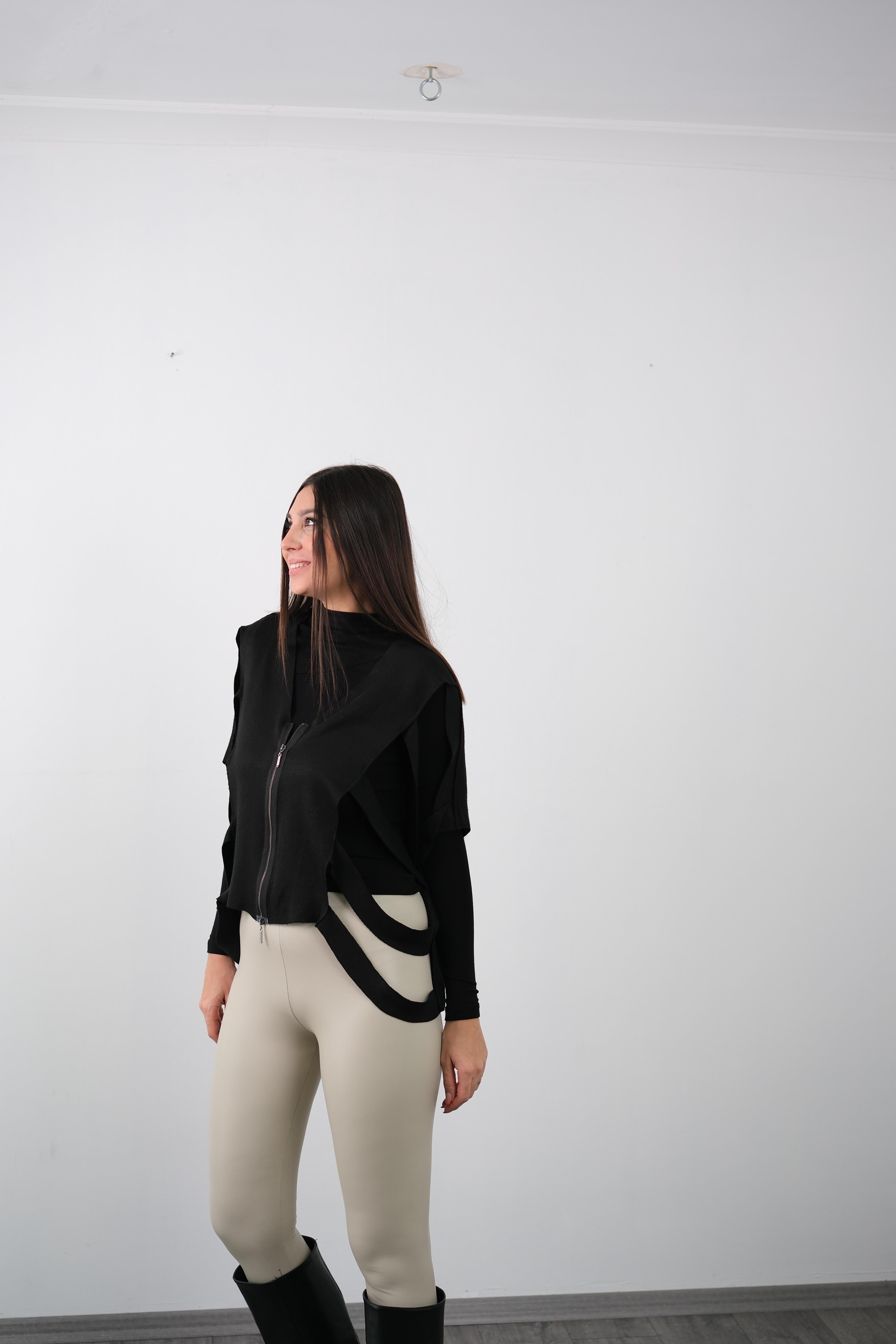 DENNY KREM DERİ TAYT