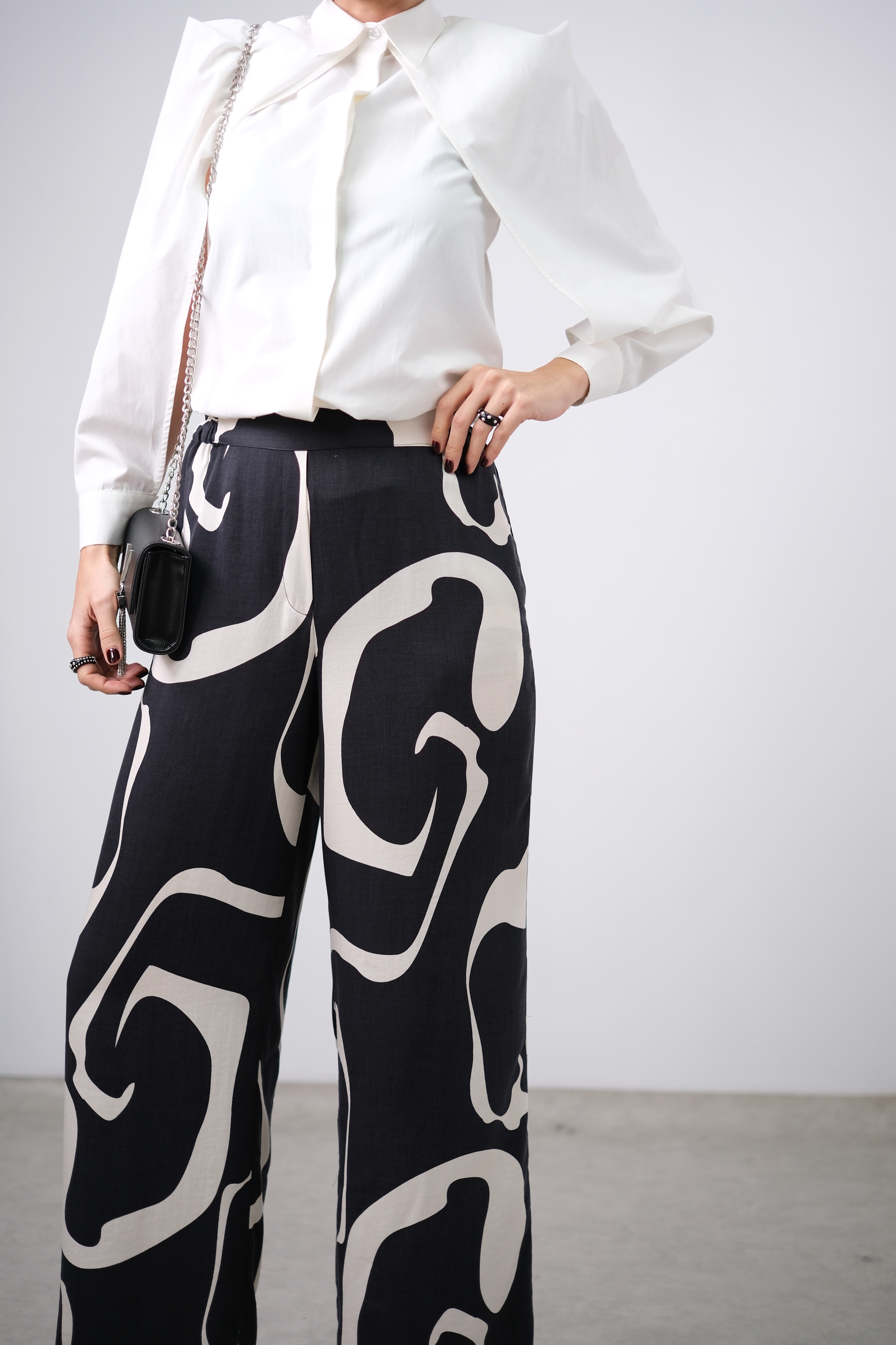 ELİTE TOUCH DESENLİ SİYAH PANTOLON