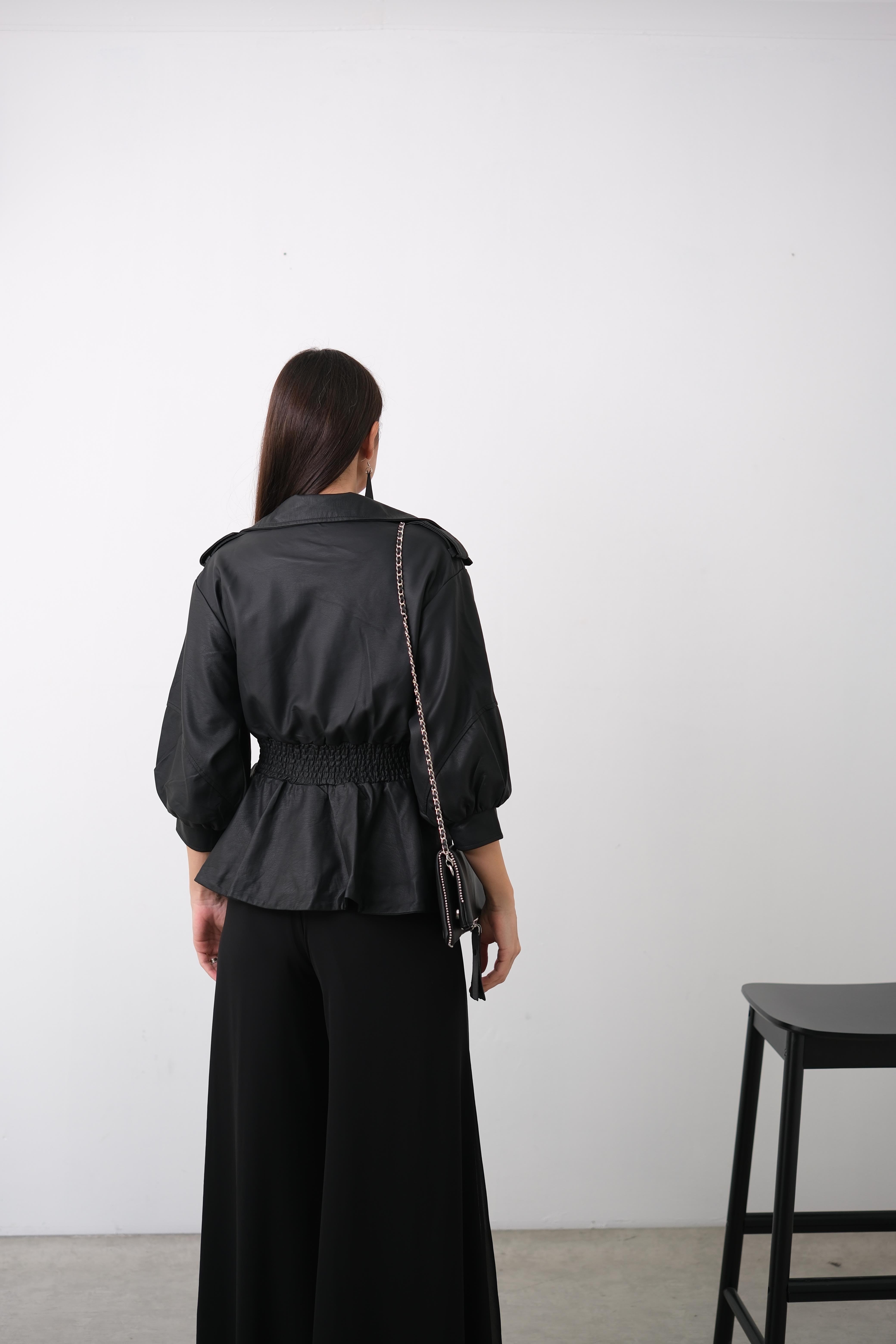 ELLA DERİ TASARIM CEKET BLUZ