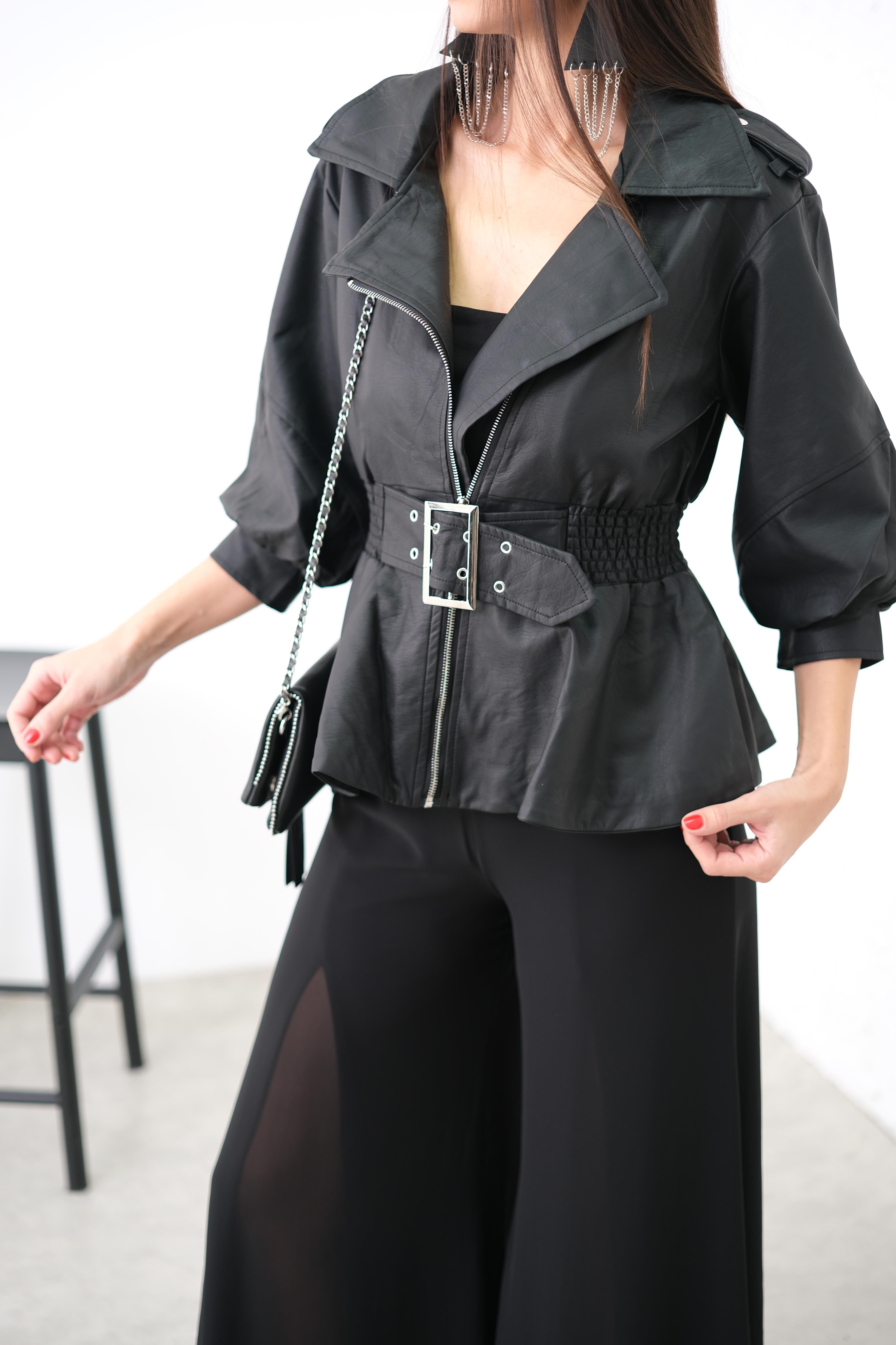 ELLA DERİ TASARIM CEKET BLUZ