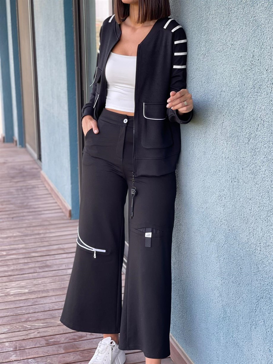 EVA SİYAH TASARIM PANTOLON