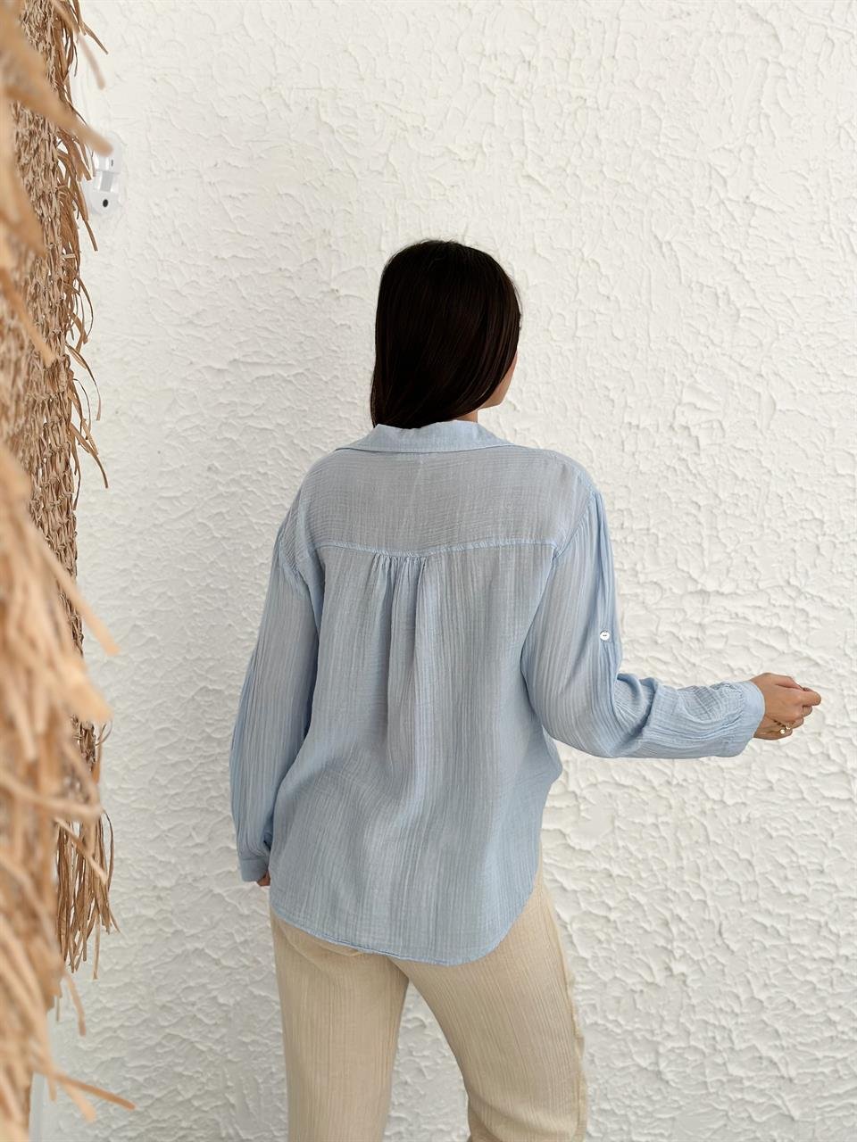 FİT BEBE MAVİ MÜSLİN GÖMLEK