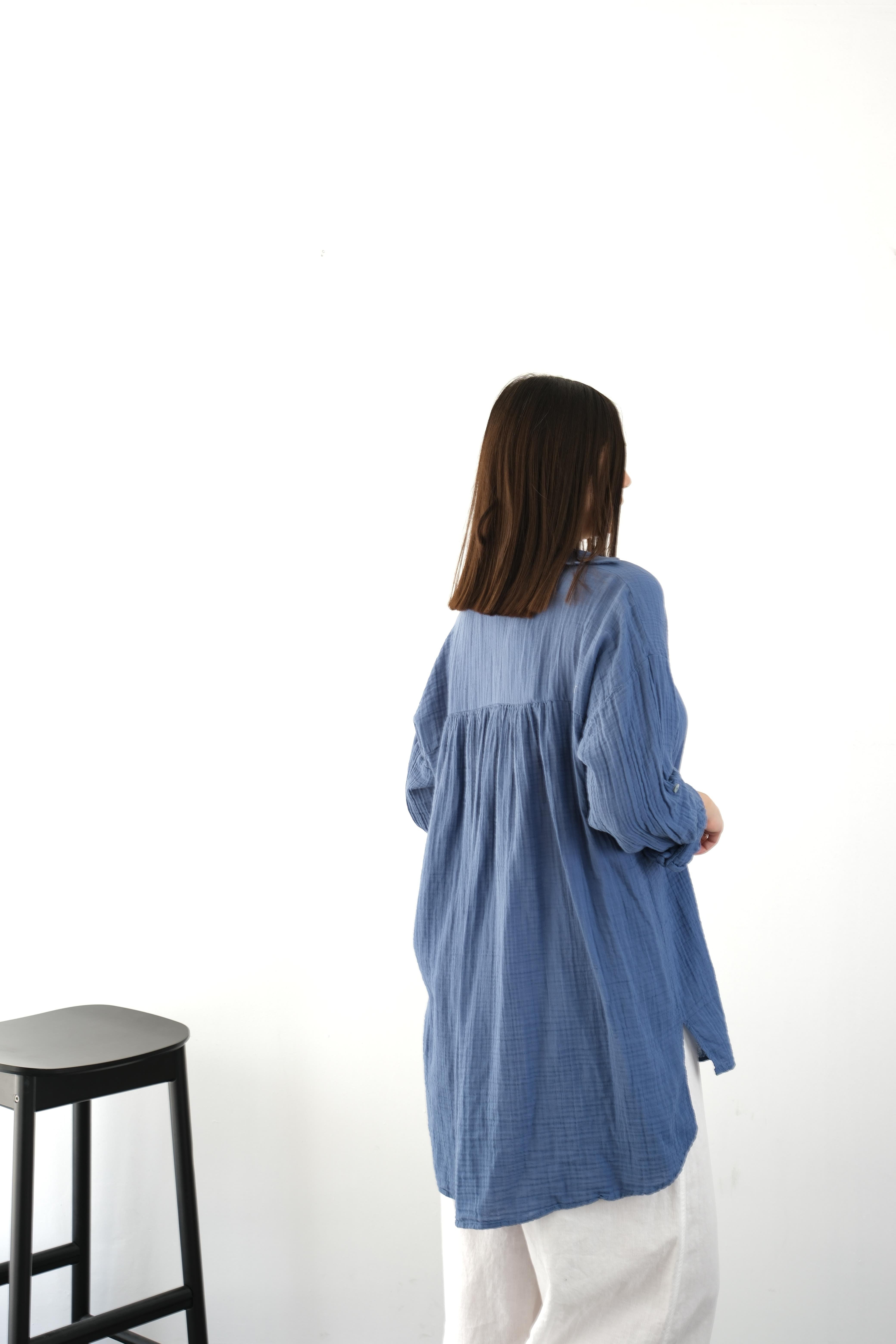 FLY MÜSLİN İNDİGO TUNİK