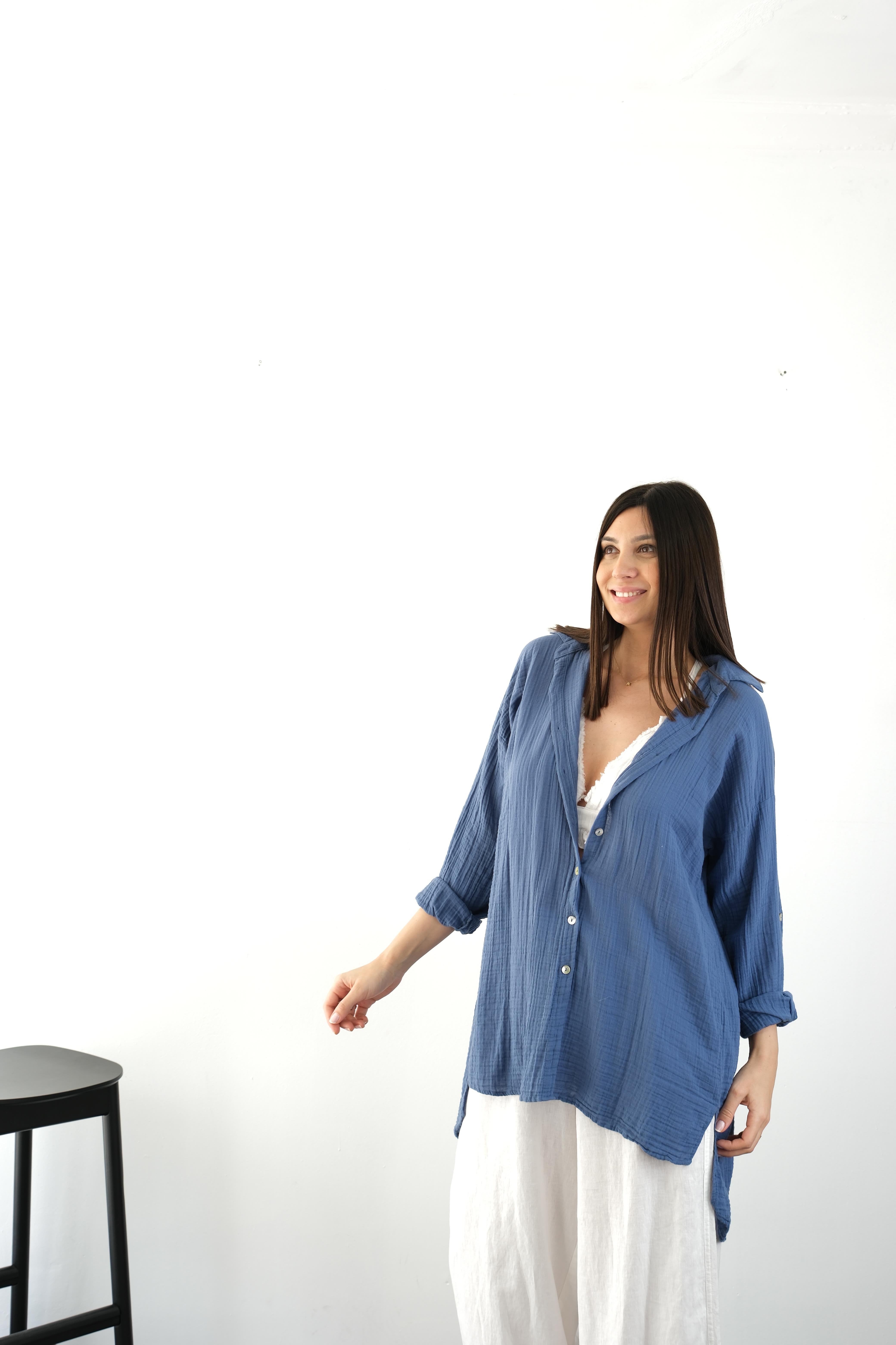 FLY MÜSLİN İNDİGO TUNİK