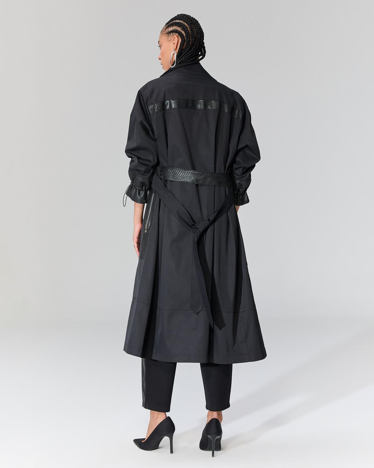 FULLY CROCO DETAYLI UZUN CEKET