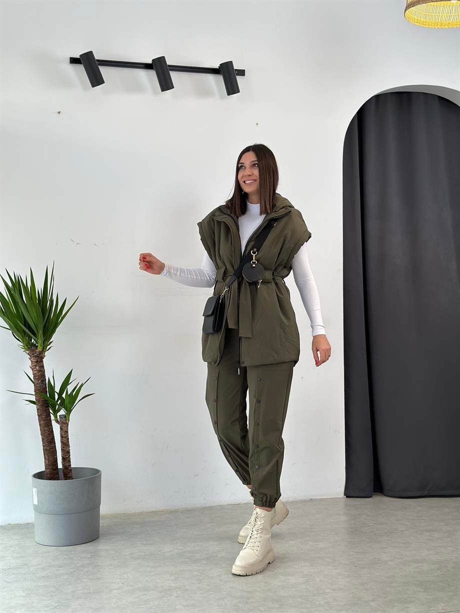 GALE ÖNDEN ÇITÇITLI HAKİ  PANTOLON