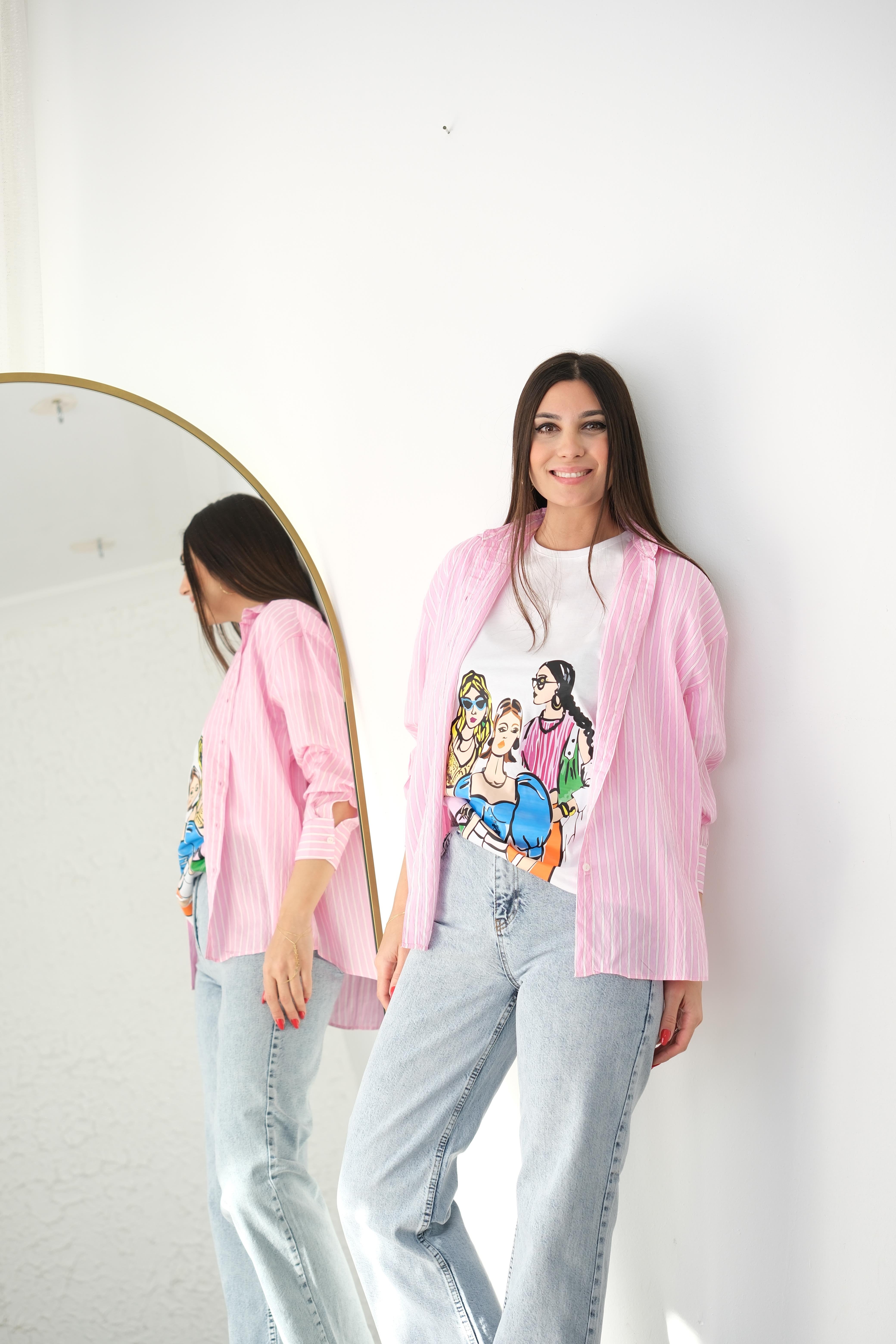 GİRLS BEYAZ BASKILI TİŞÖRT