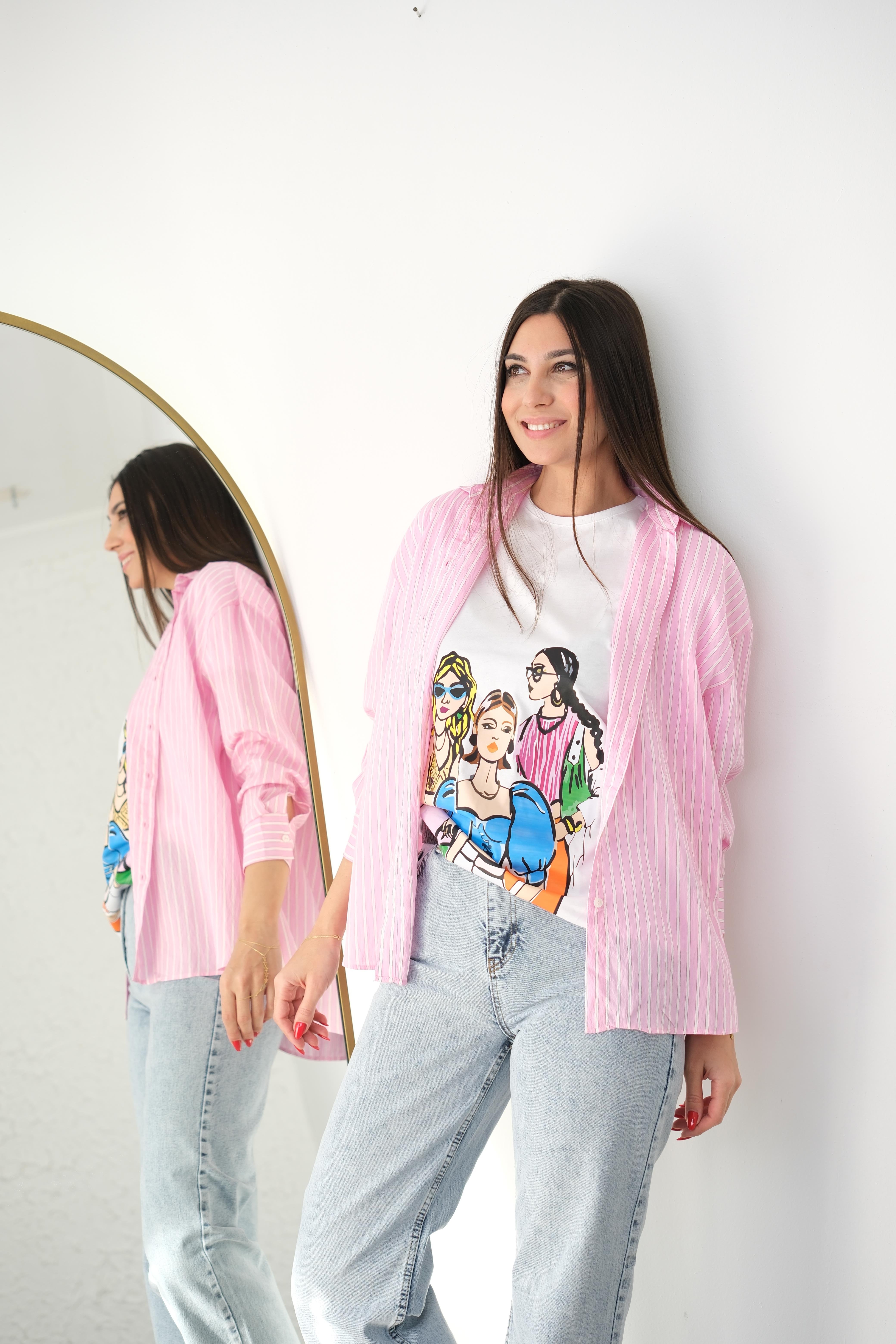 GİRLS BEYAZ BASKILI TİŞÖRT