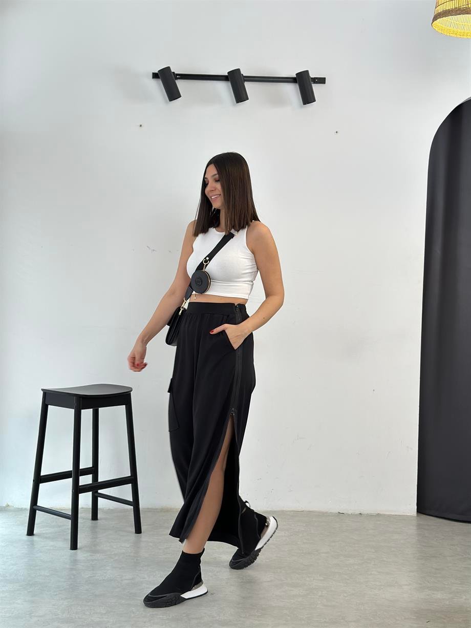 GLOIN SİYAH FERMUARLI PANTOLON