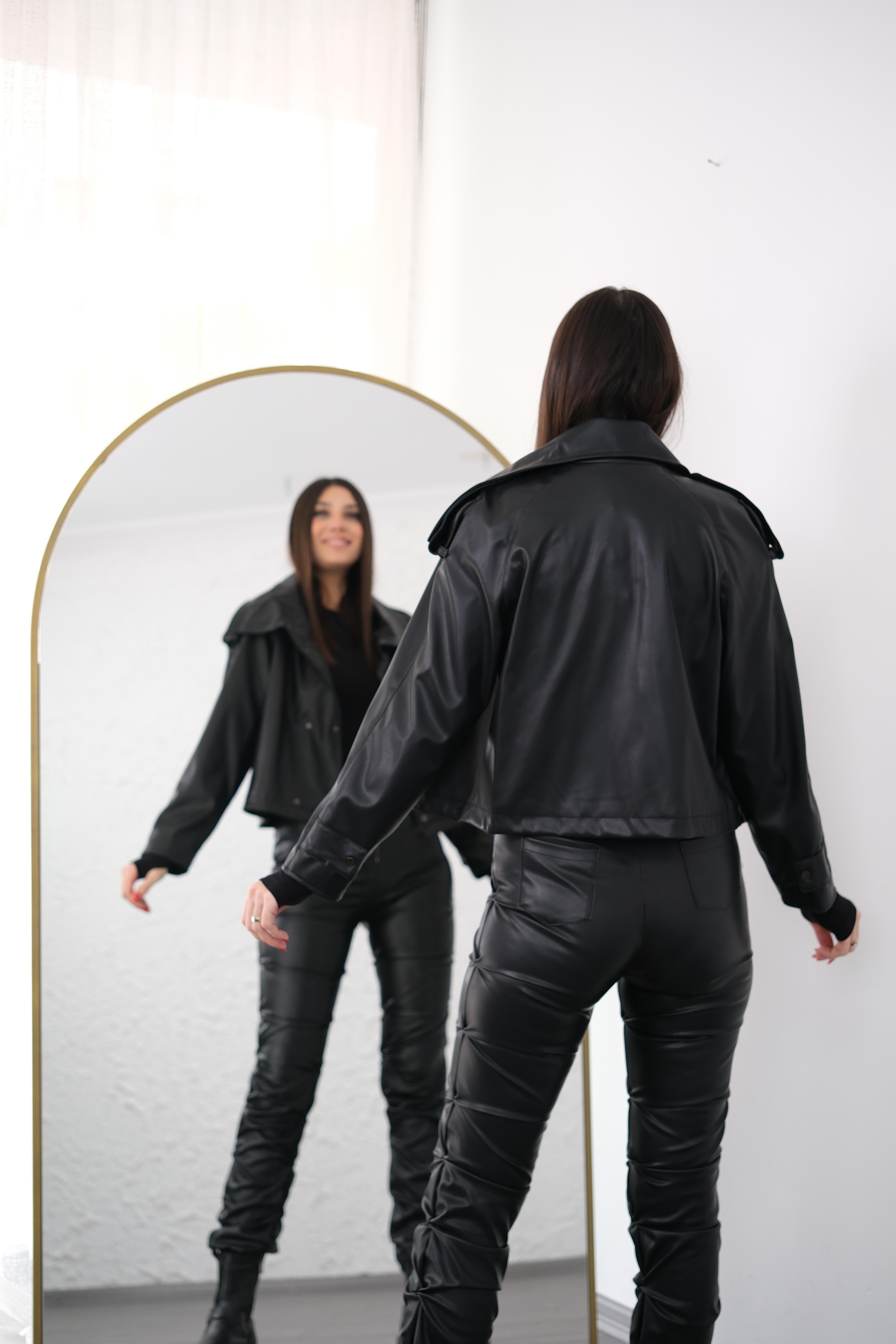 GOOD SİYAH TASARIM DERİ CEKET