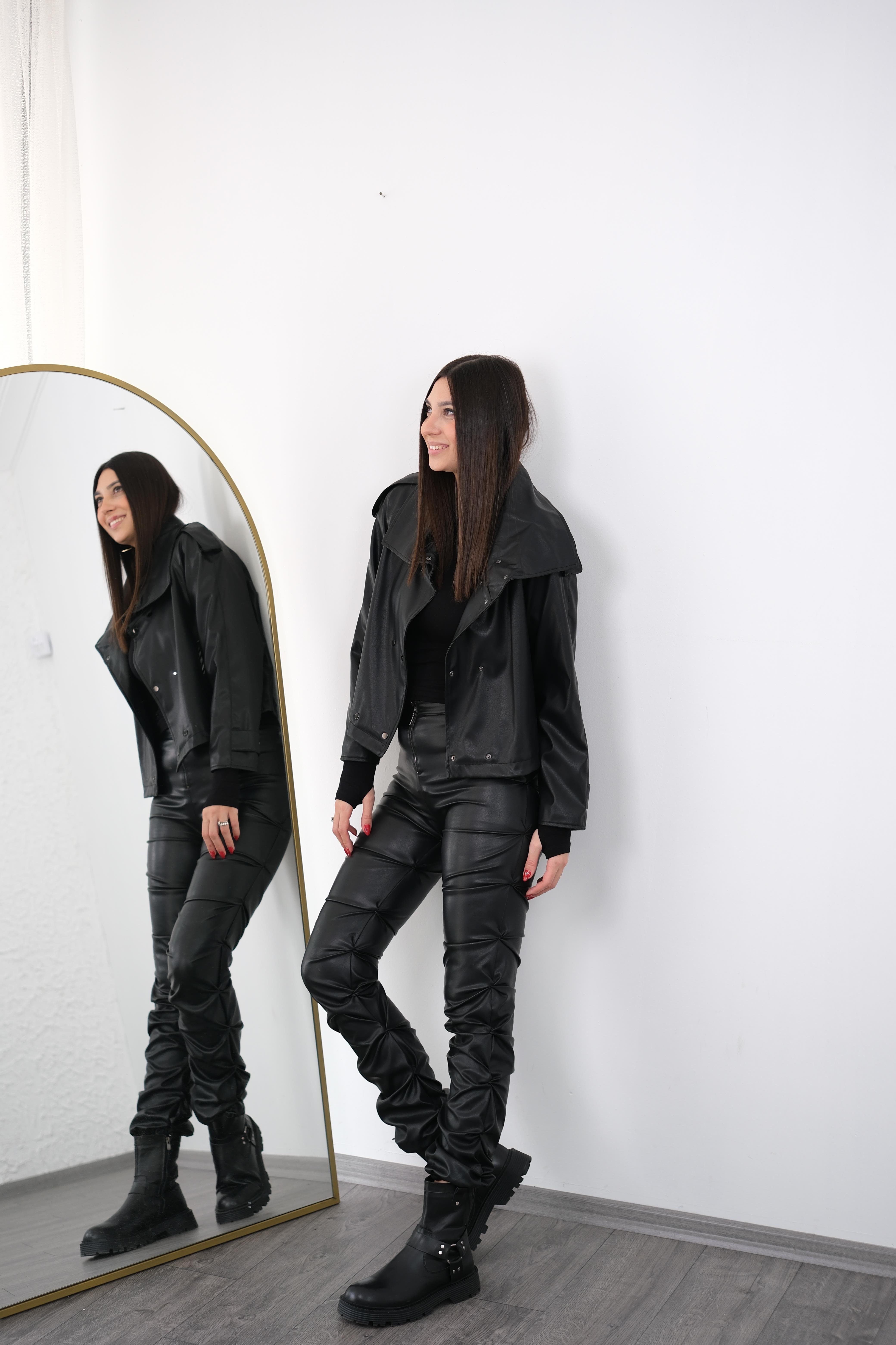 GOOD SİYAH TASARIM DERİ CEKET