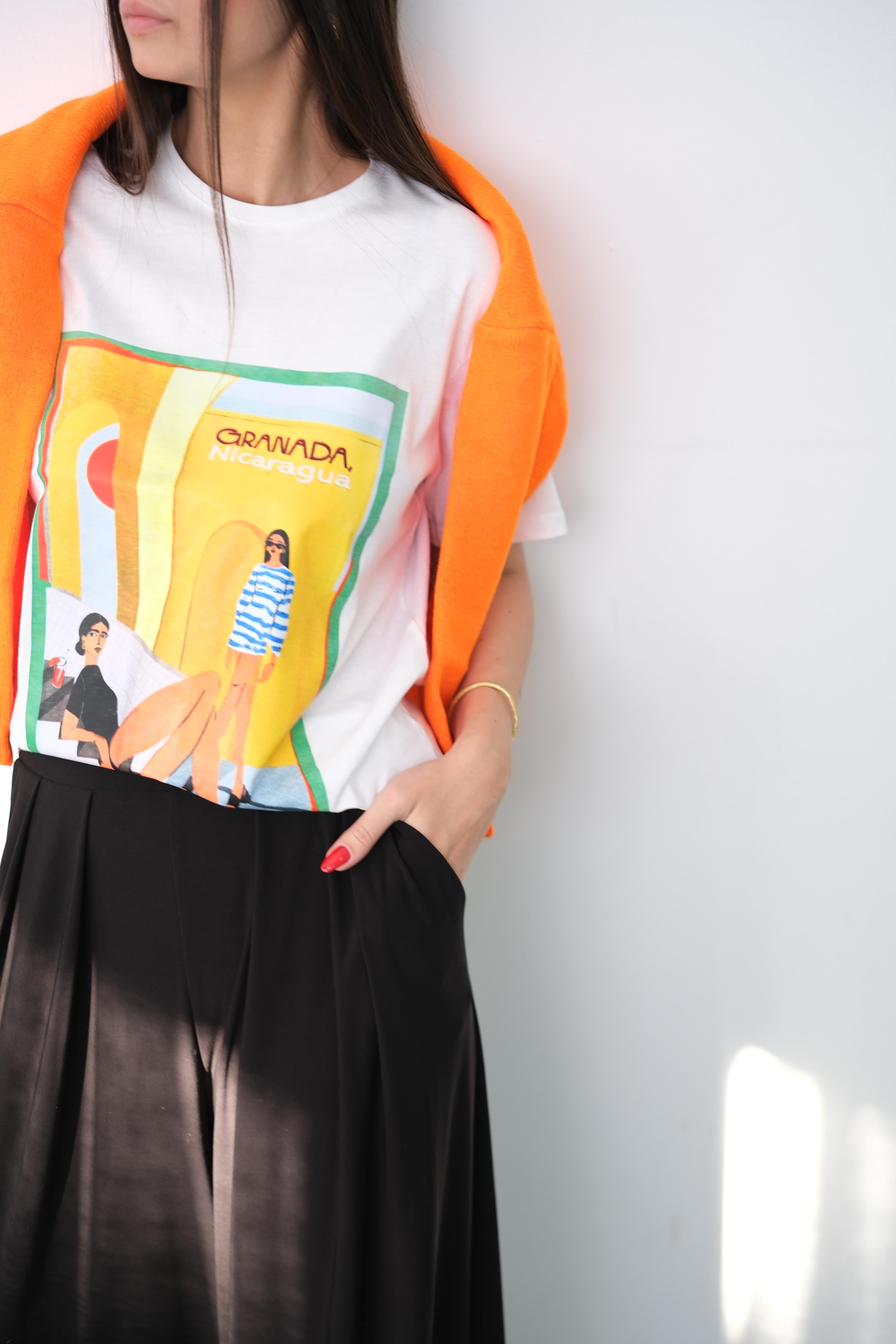 GRANADA BASKILI BEYAZ TİŞÖRT