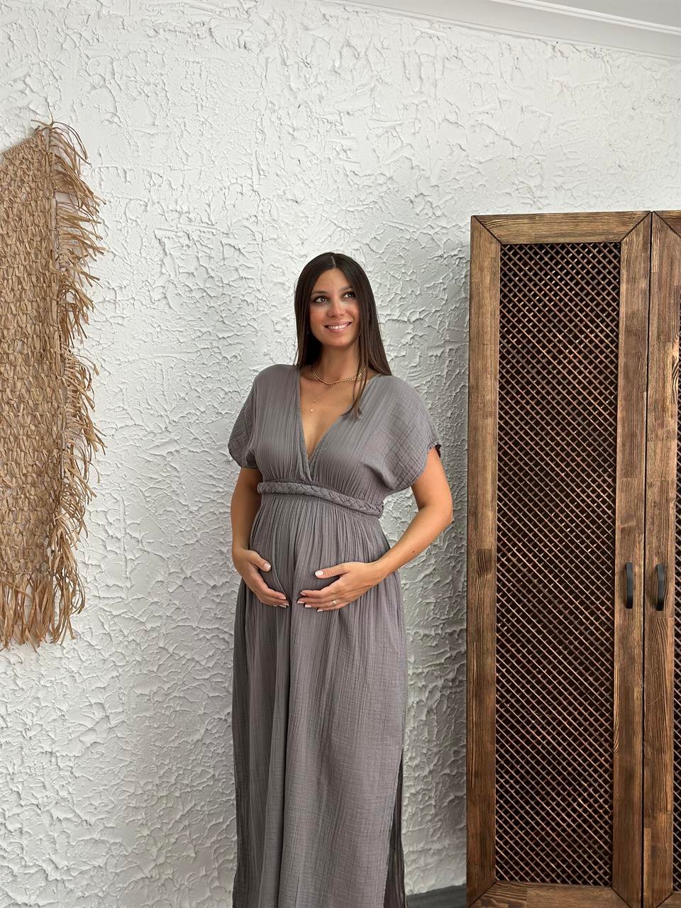 HELEN ANTRASİT MÜSLİN ELBİSE