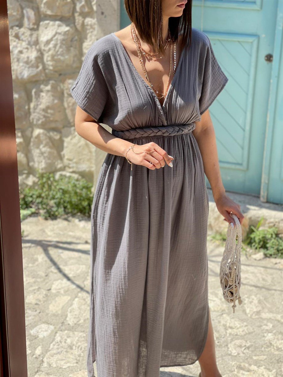 HELEN ANTRASİT MÜSLİN ELBİSE