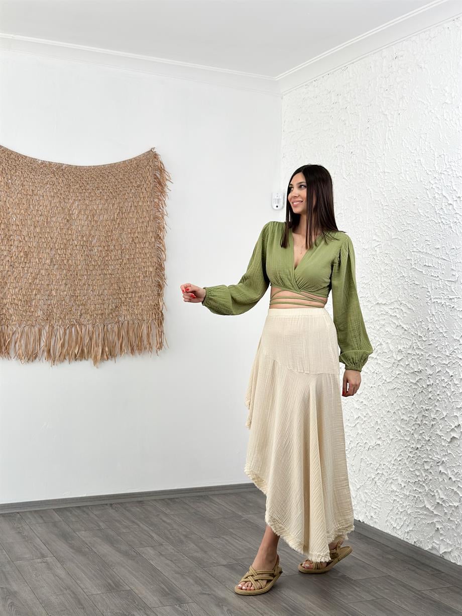 HOLLY BAĞLAMALI SAGE GREEN BLUZ