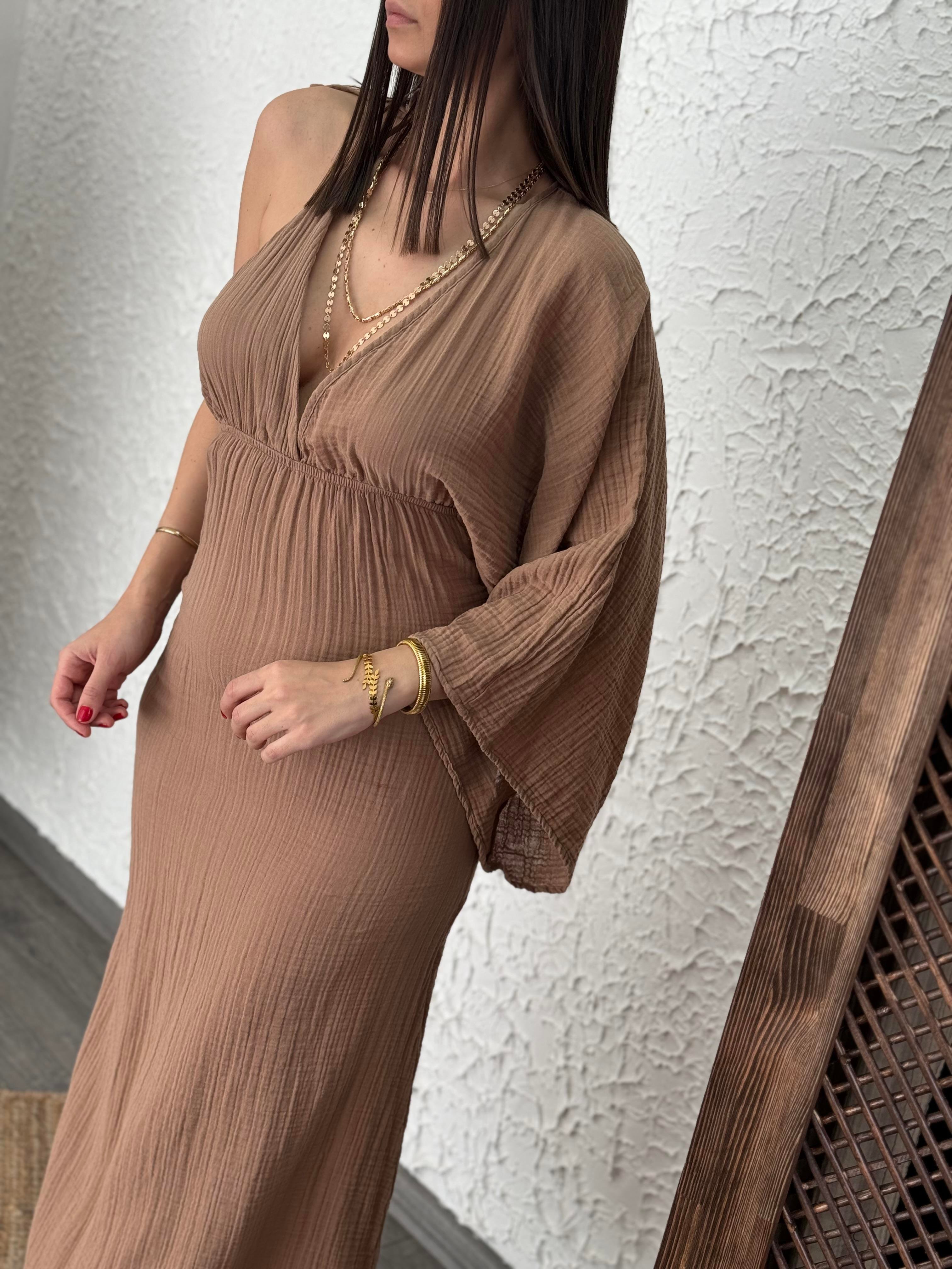 HONEY KOL DETAYLI BİSKÜVİ ELBİSE