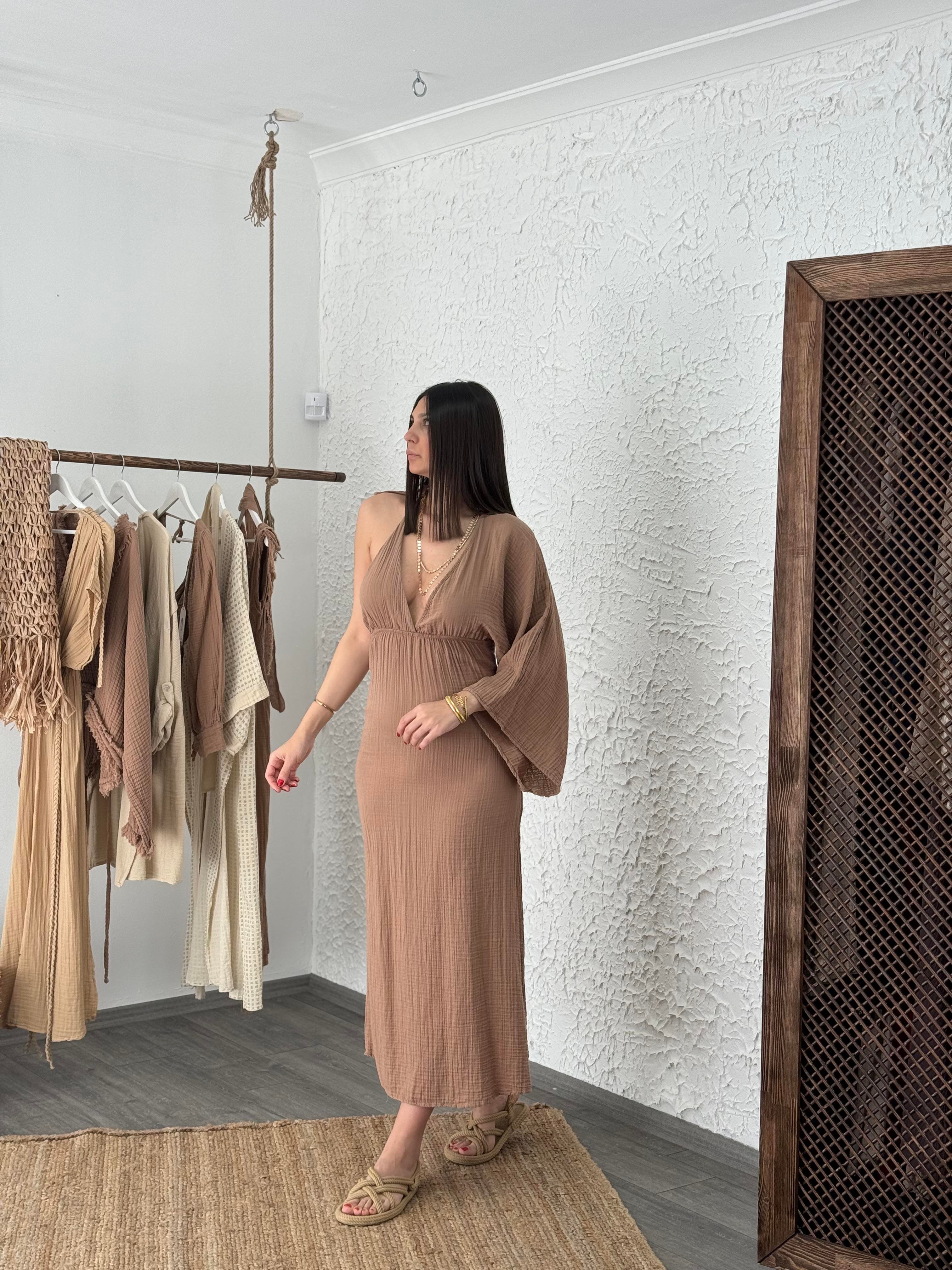 HONEY KOL DETAYLI BİSKÜVİ ELBİSE