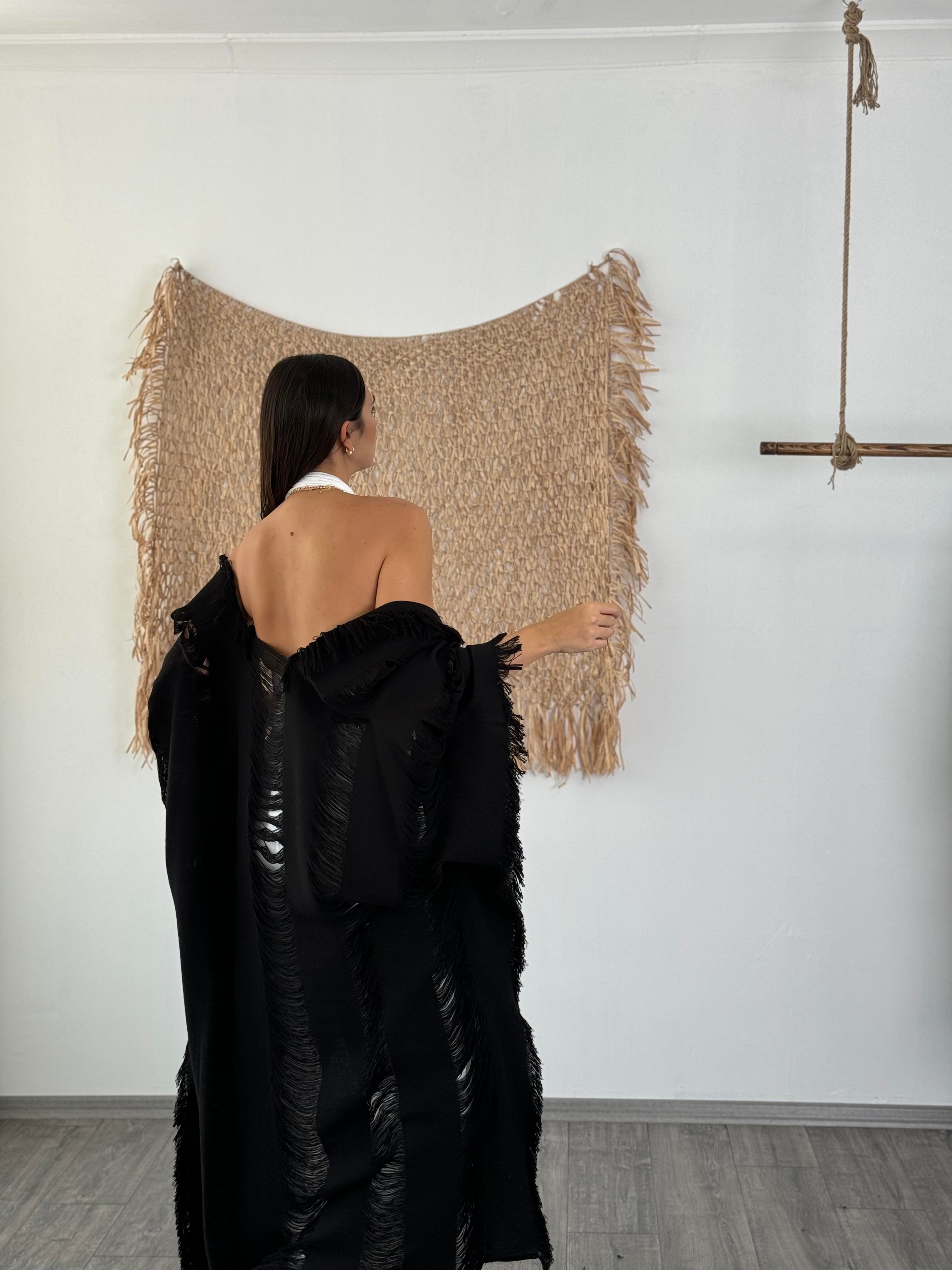 İRO SİYAH TASARIM KAFTAN