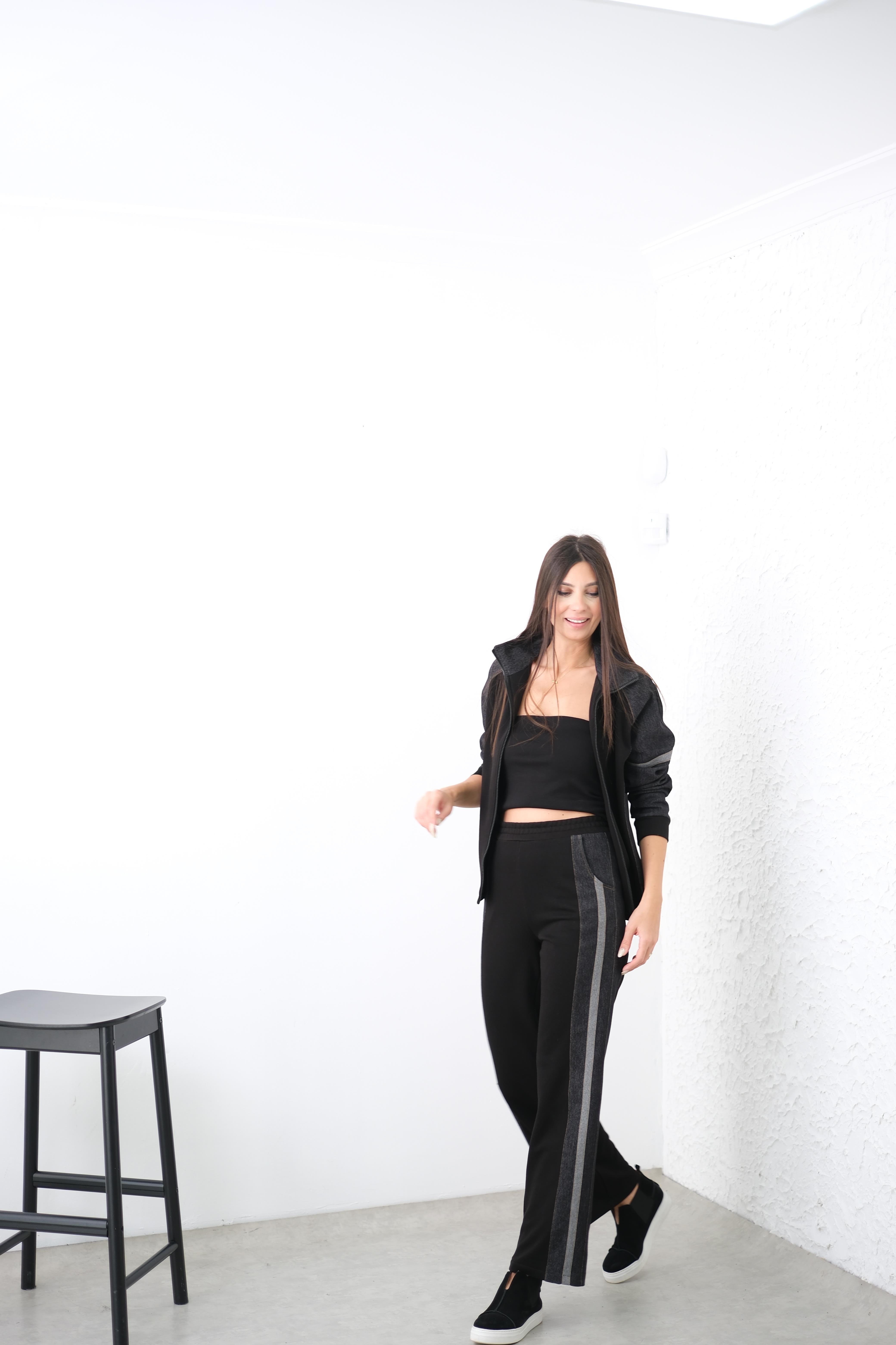JERO JEAN DETAYLI SİYAH RAHAT PANTOLON