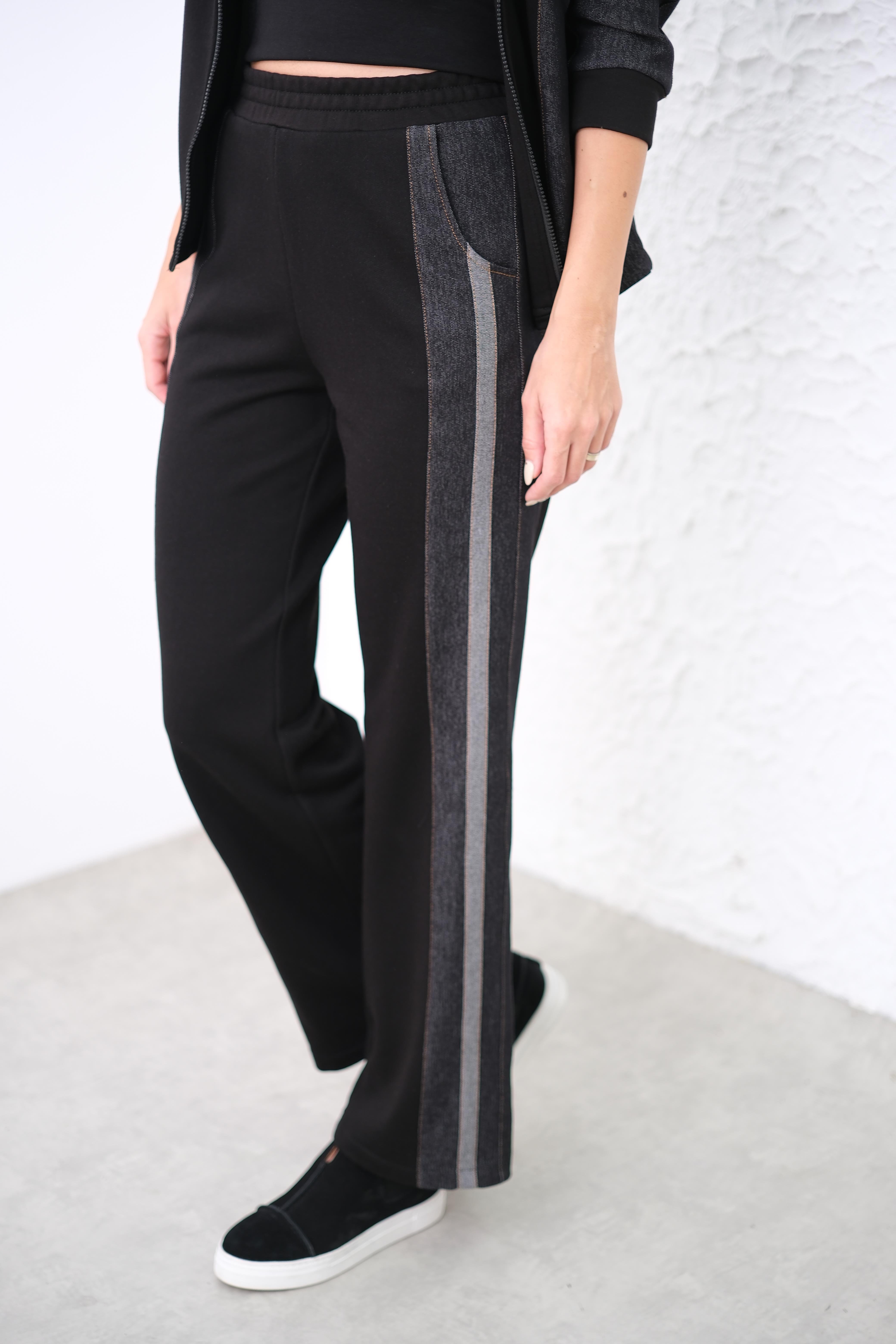 JERO JEAN DETAYLI SİYAH RAHAT PANTOLON