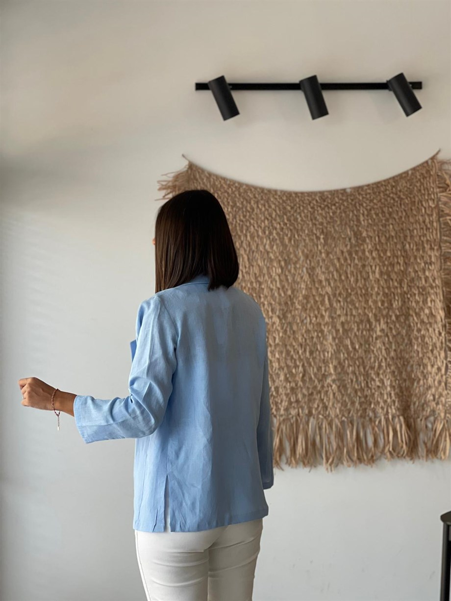 KAİ MAVİ KETEN BLAZER CEKET