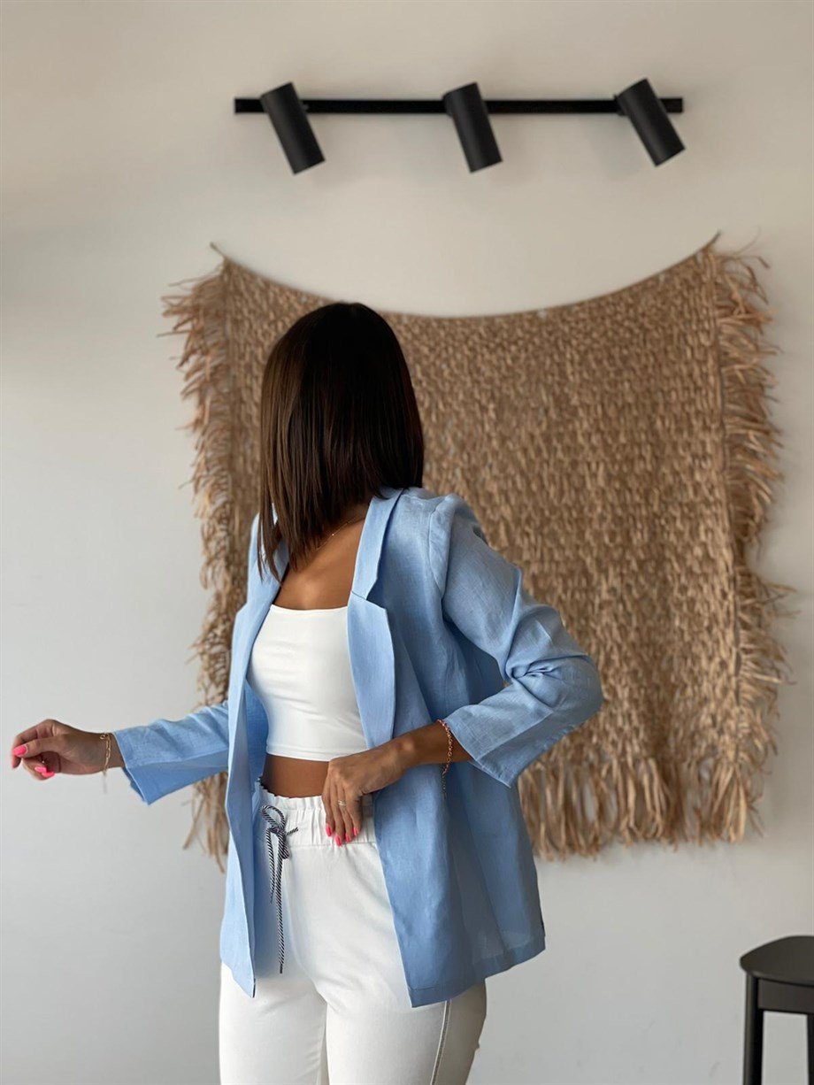 KAİ MAVİ KETEN BLAZER CEKET