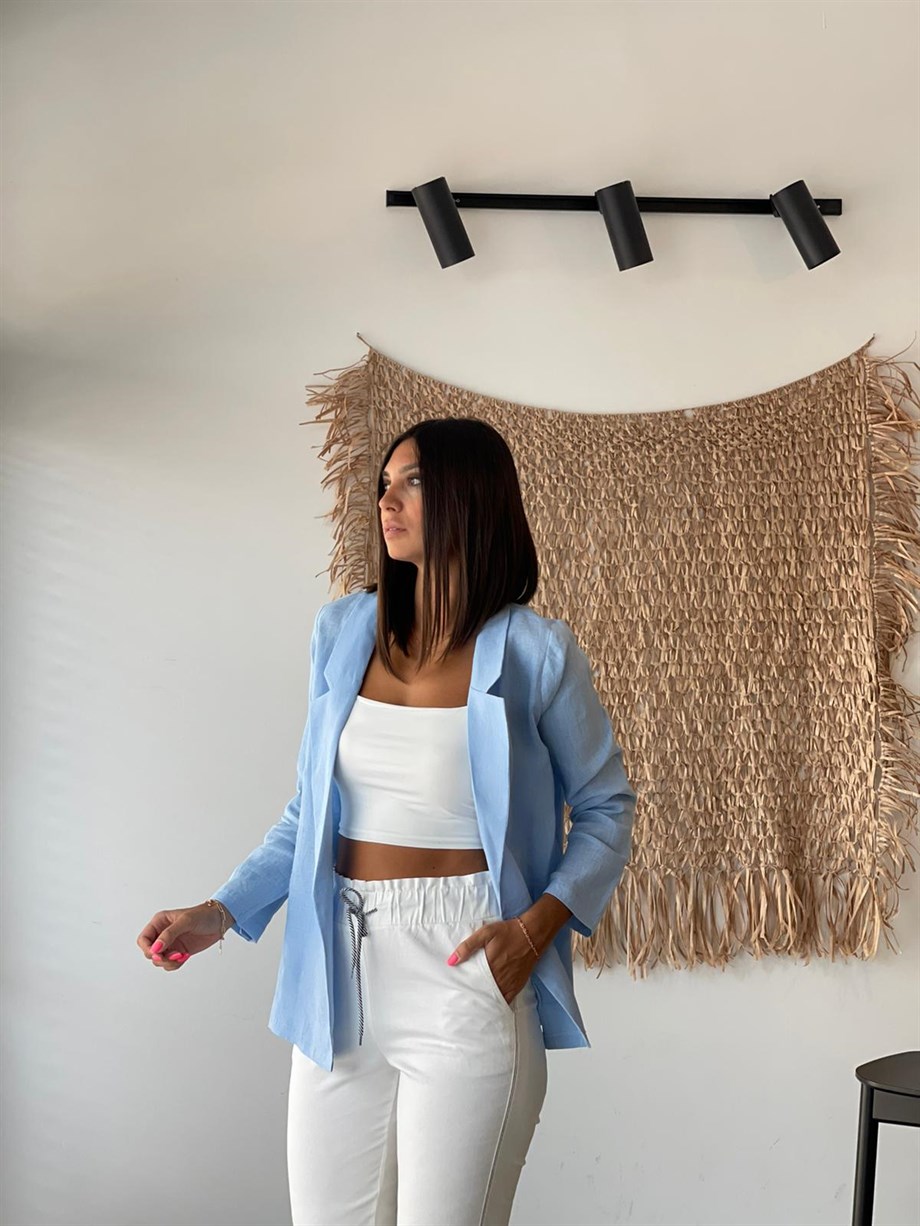 KAİ MAVİ KETEN BLAZER CEKET