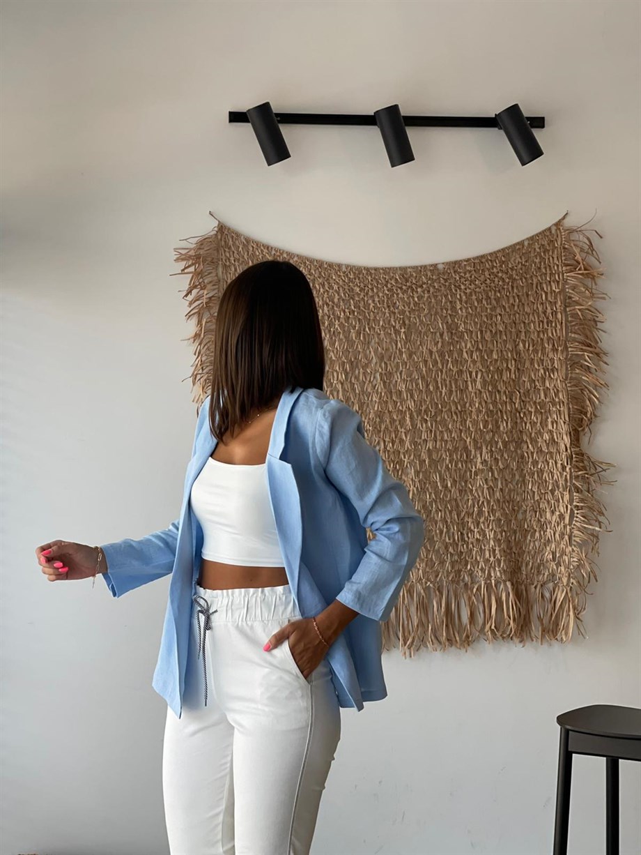 KAİ MAVİ KETEN BLAZER CEKET