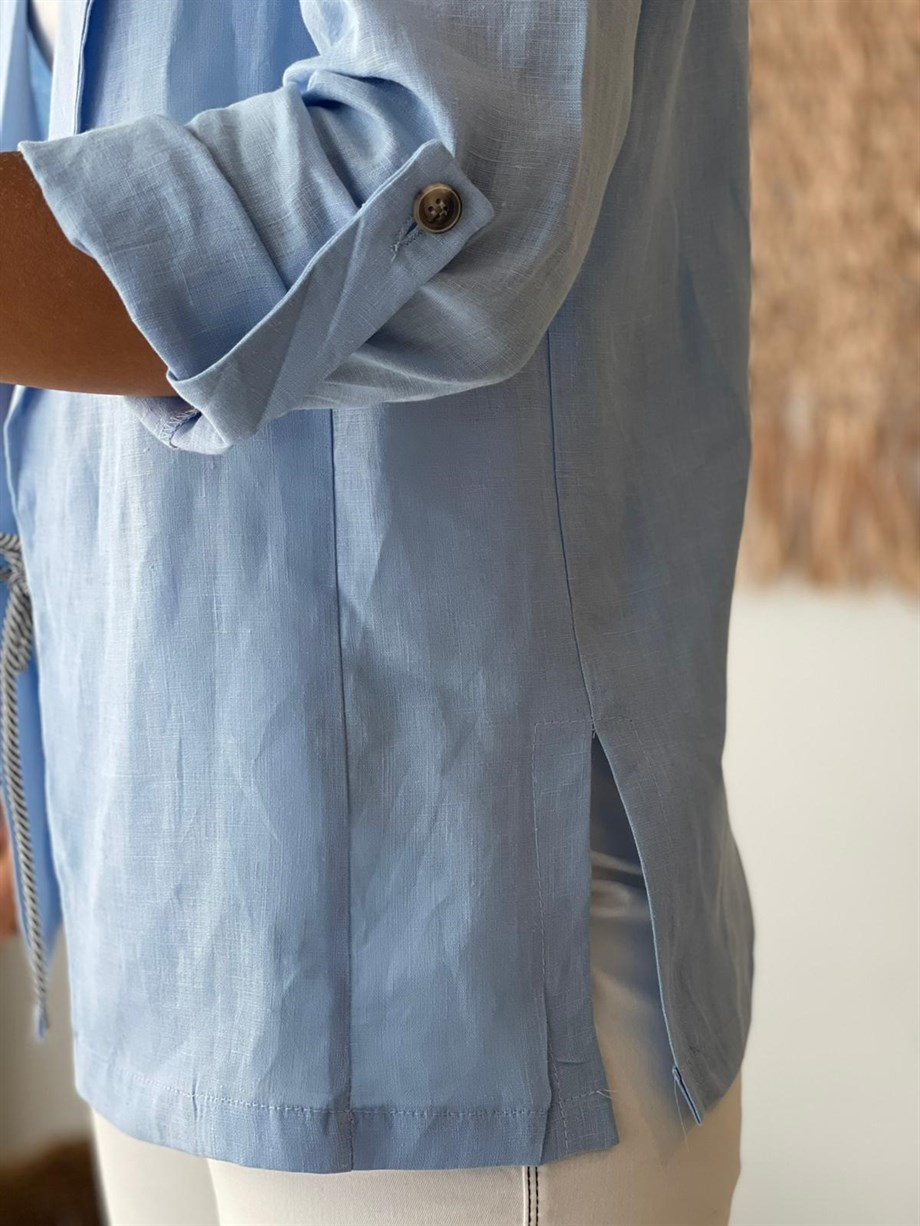 KAİ MAVİ KETEN BLAZER CEKET