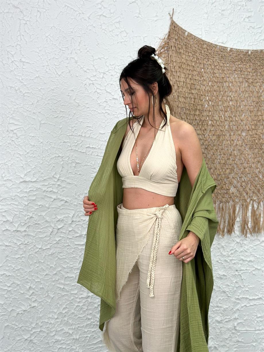 KAPŞONLU SAGE GREEN PELERİN