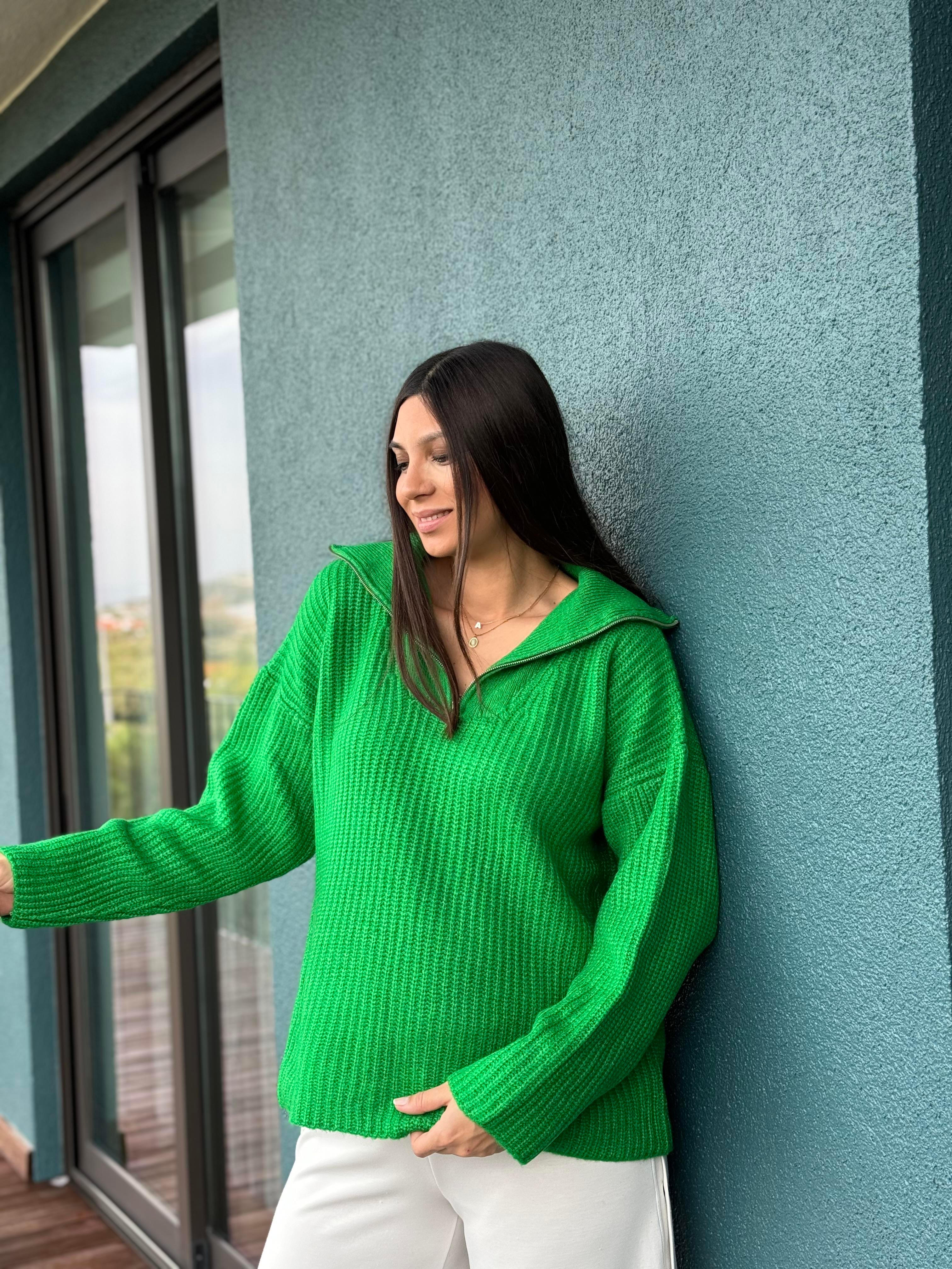 KELLY YEŞİL FERMUARLI KAZAK