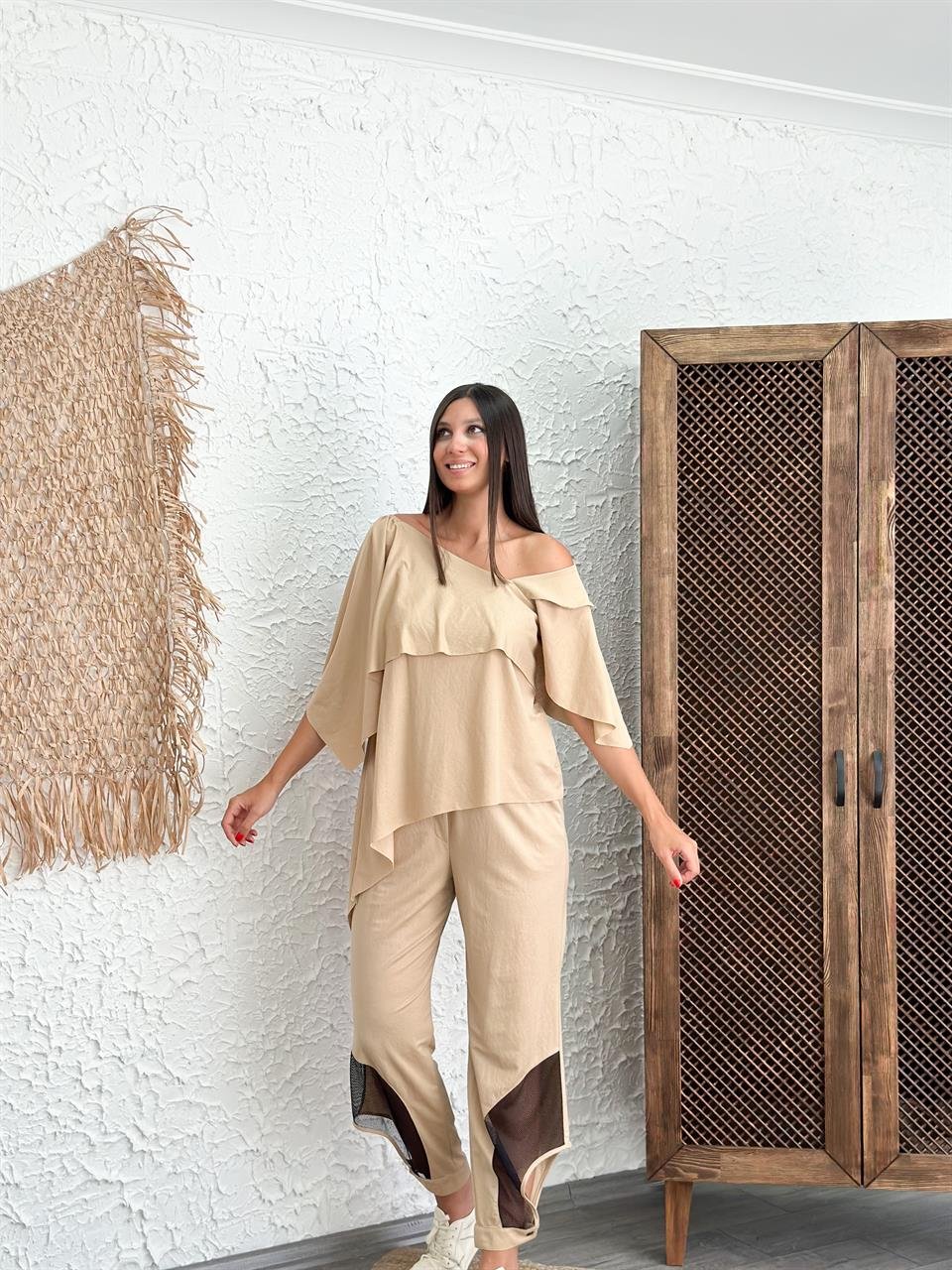KÜBA PAÇA DETAYLI CAMEL PANTOLON