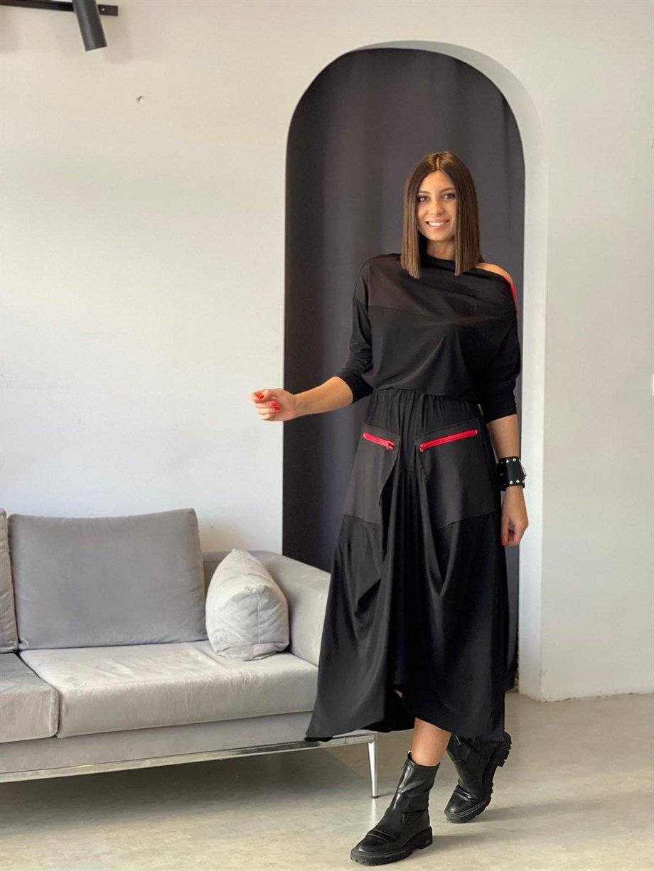 LAGOS SİYAH FERMUARLI ETEK