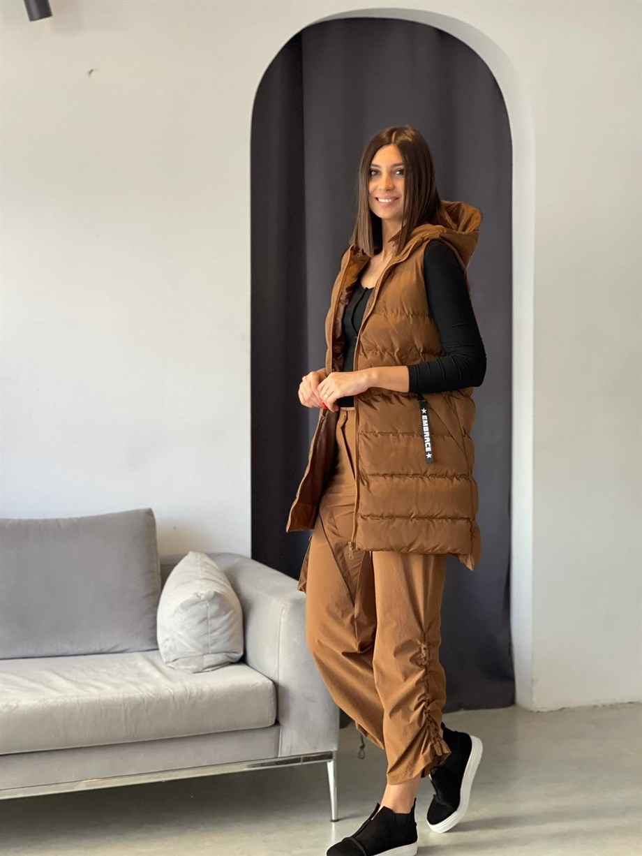 LANA KAHVE UZUN YELEK