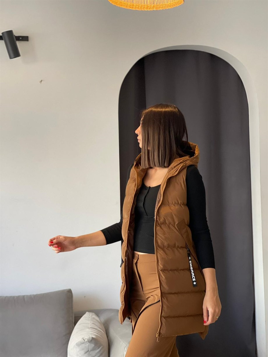 LANA KAHVE UZUN YELEK