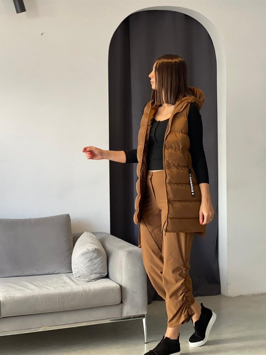 LANA KAHVE UZUN YELEK